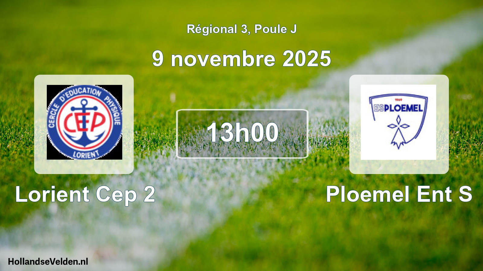Geplande wedstrijd: Lorient Cep 2 - Ploemel Ent S (9 novembre 2025)