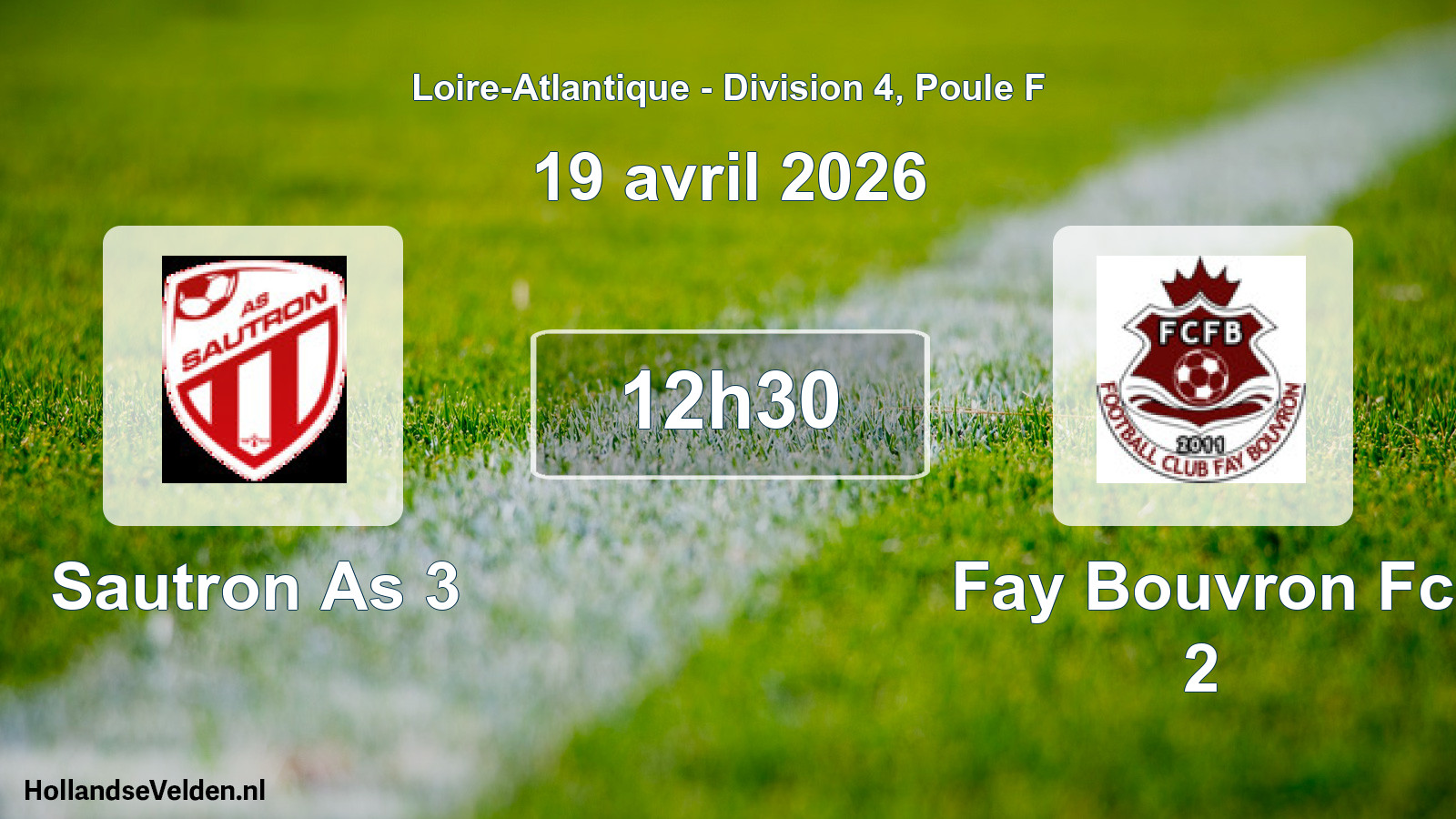 Geplande wedstrijd: Sautron As 3 - Fay Bouvron Fc 2 (19 april 2026)