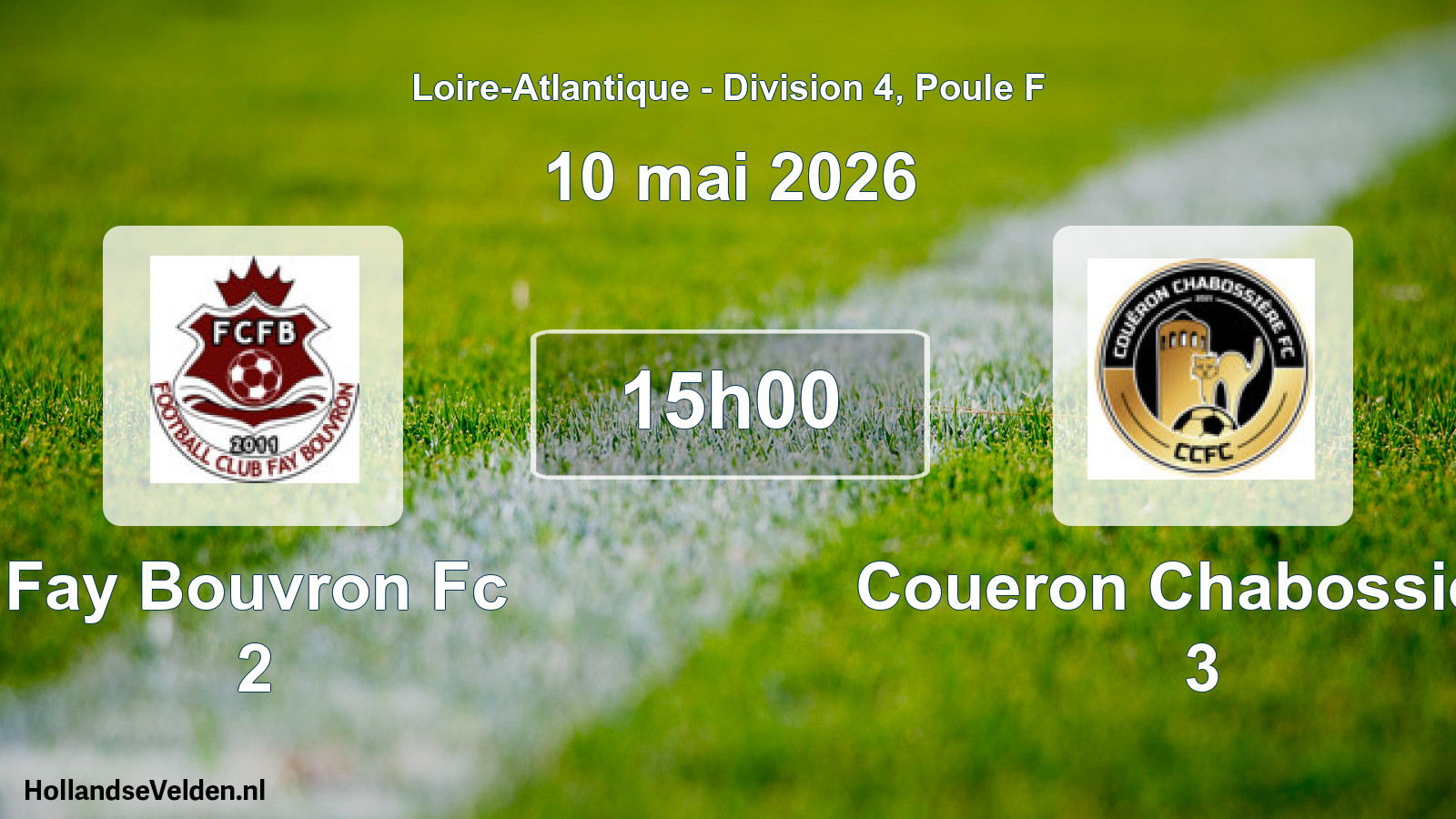 Geplande wedstrijd: Fay Bouvron Fc 2 - Coueron Chabossiere 3 (10 mai 2026)