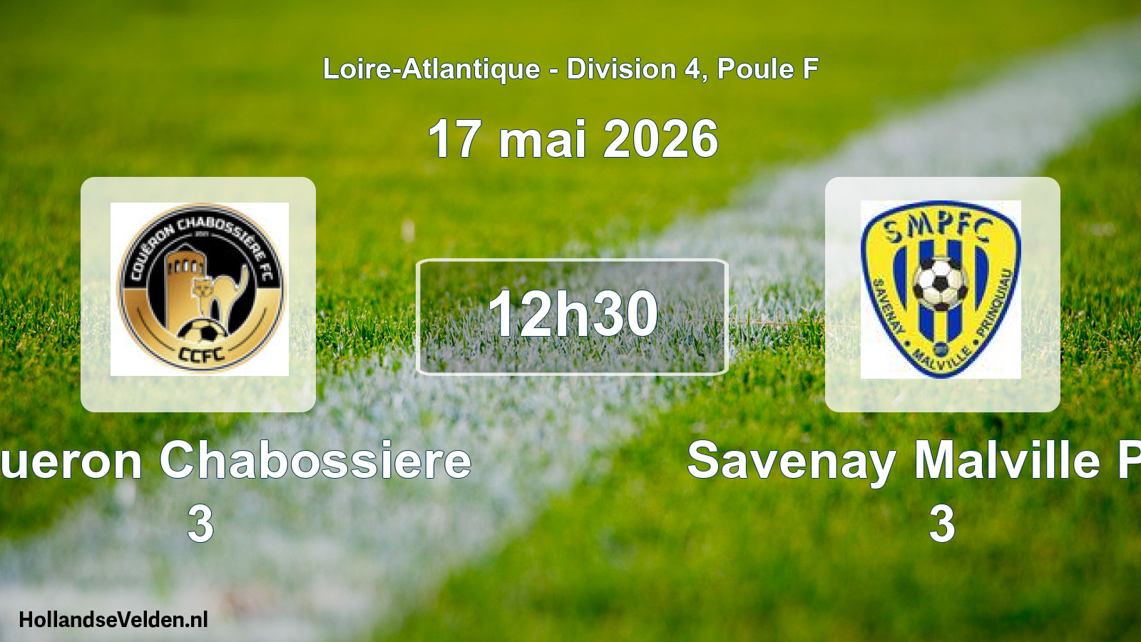 Geplande wedstrijd: Coueron Chabossiere 3 - Savenay Malville Pfc 3 (17 mei 2026)