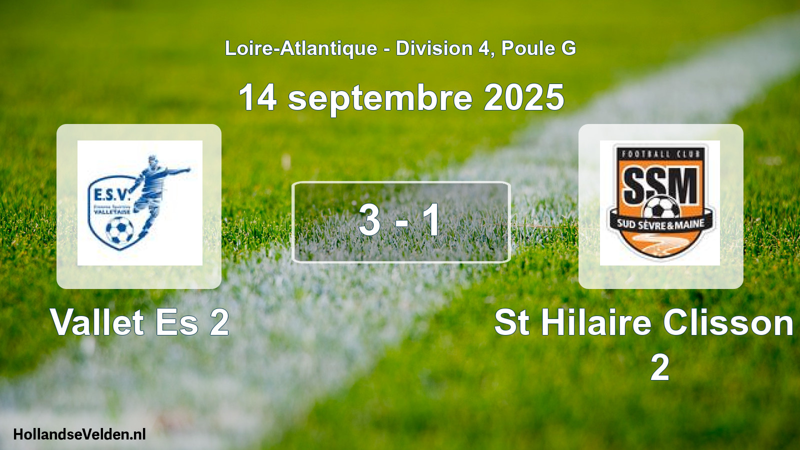 Gespeelde wedstrijd: Vallet Es 2 - St Hilaire Clisson F 2 3 - 1 (14 septembre 2025)