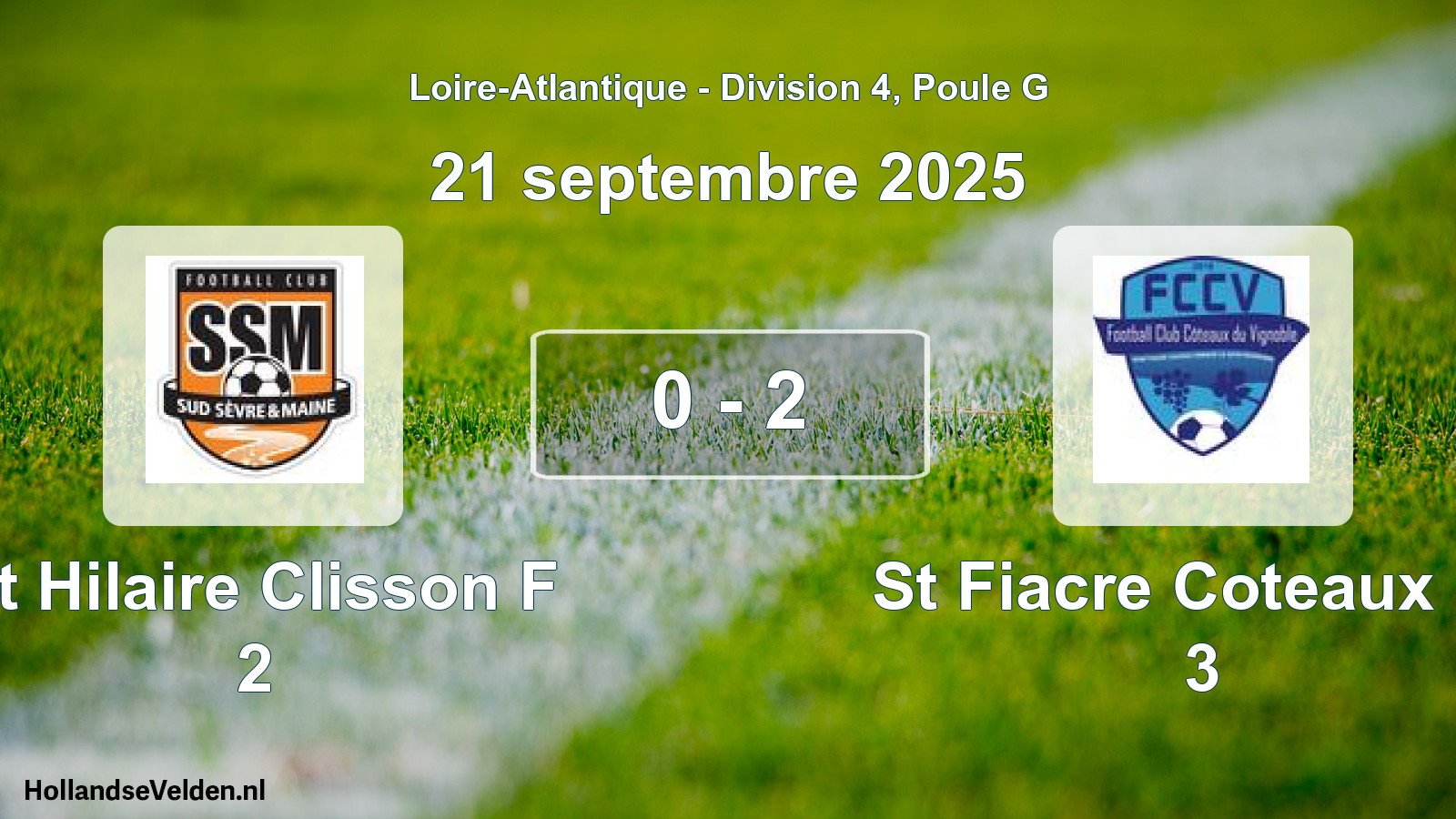 Gespeelde wedstrijd: St Hilaire Clisson F 2 - St Fiacre Coteaux Fc 3 0 - 2 (21 september 2025)