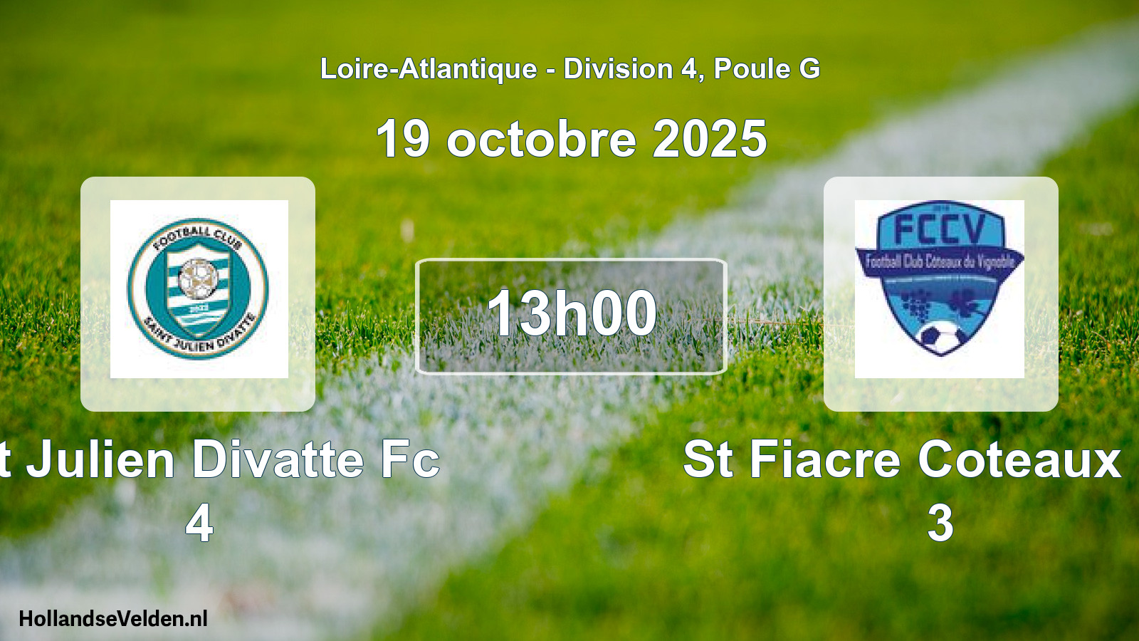 Geplande wedstrijd: St Julien Divatte Fc 4 - St Fiacre Coteaux Fc 3 (19 octobre 2025)
