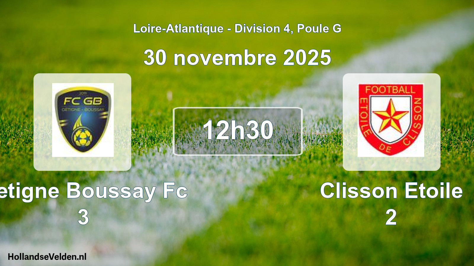 Geplande wedstrijd: Getigne Boussay Fc 3 - Clisson Etoile 2 (30 november 2025)