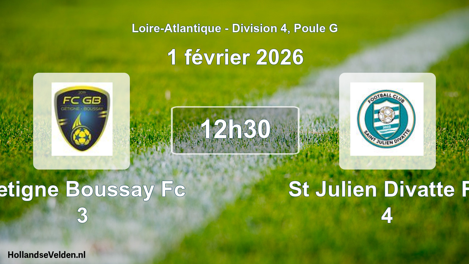 Geplande wedstrijd: Getigne Boussay Fc 3 - St Julien Divatte Fc 4 (1 février 2026)