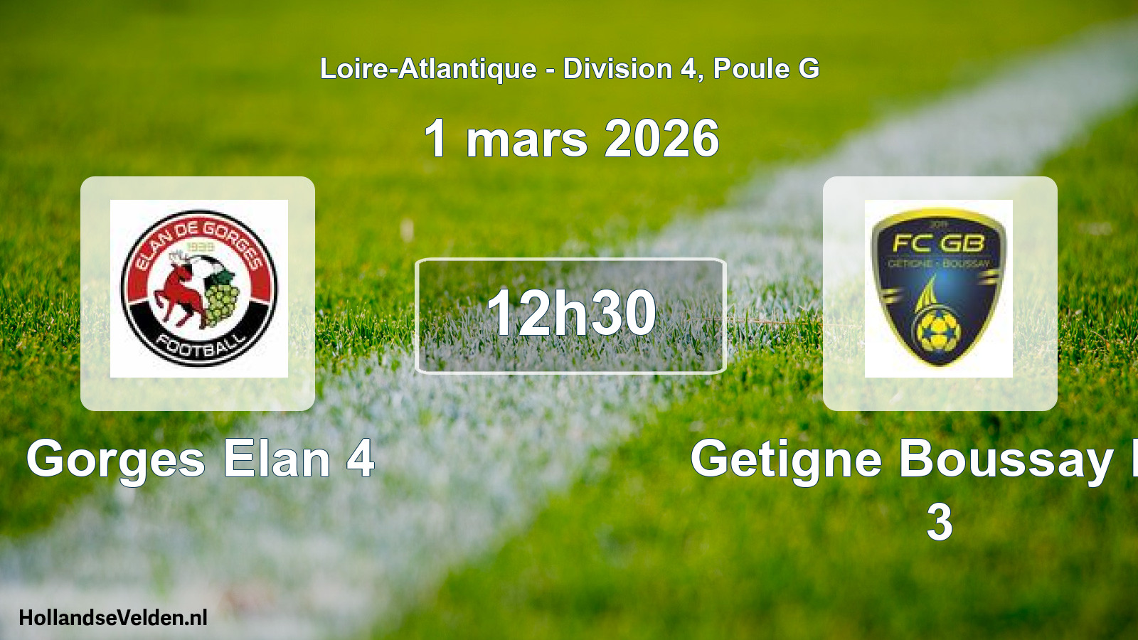 Scheduled Match: Gorges Elan 4 - Getigne Boussay Fc 3 (1 March 2026)