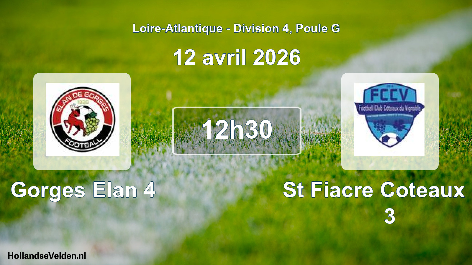 Geplande wedstrijd: Gorges Elan 4 - St Fiacre Coteaux Fc 3 (12 avril 2026)