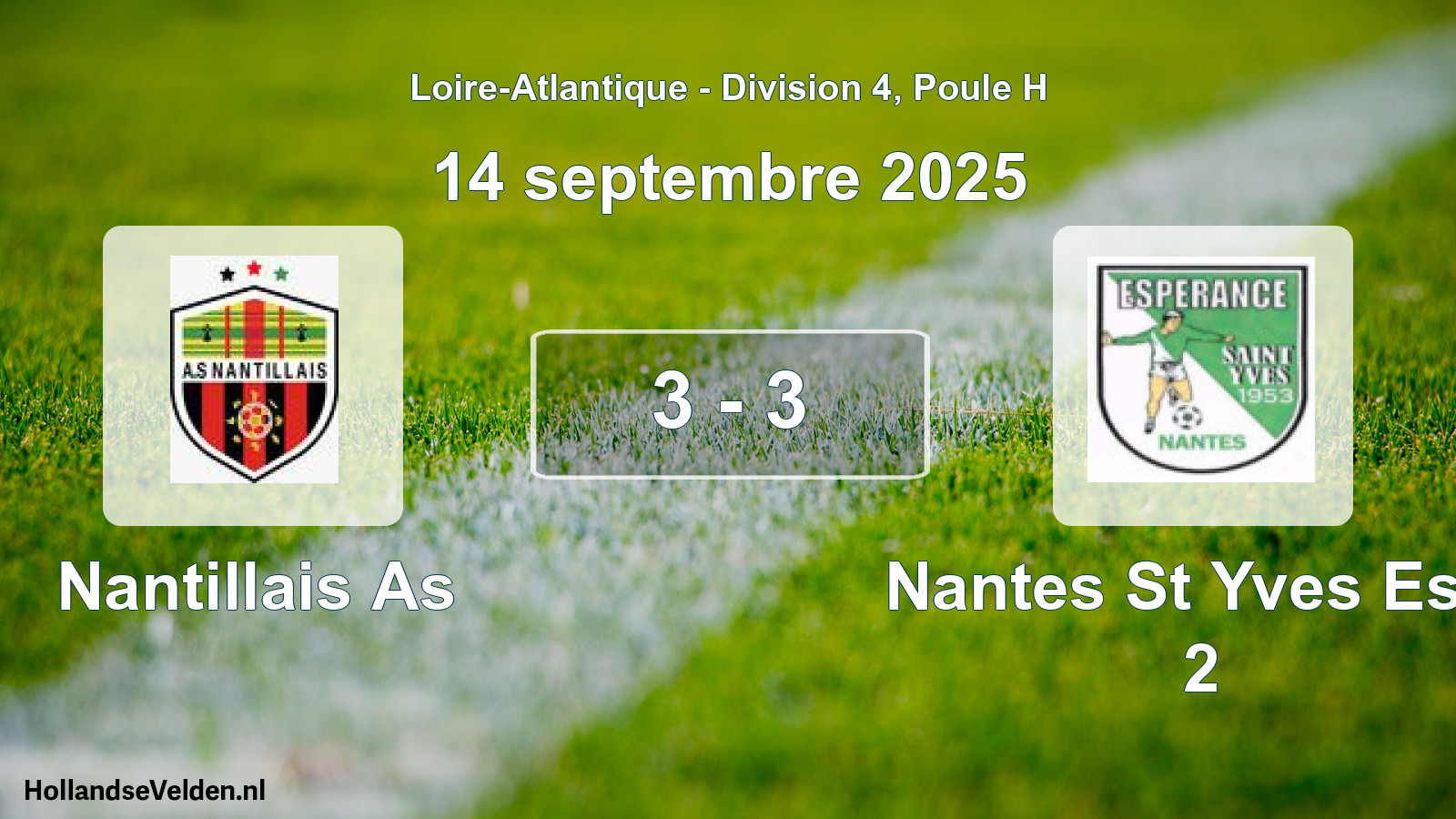 Gespeelde wedstrijd: Nantillais As - Nantes St Yves Esp. 2 3 - 3 (14 september 2025)