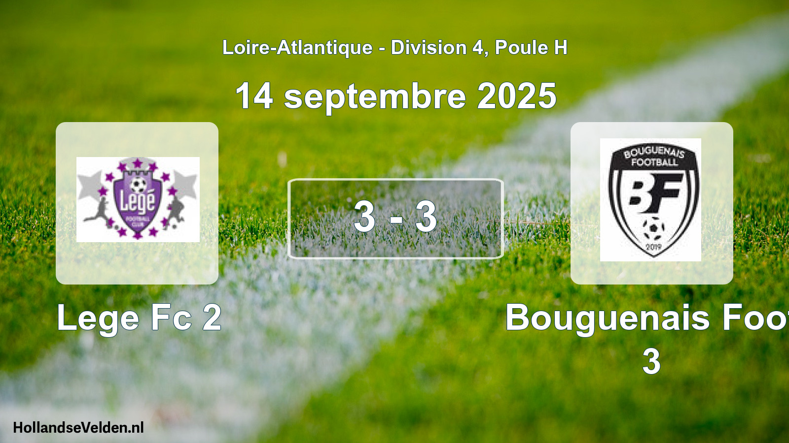 Gespeelde wedstrijd: Lege Fc 2 - Bouguenais Foot 3 3 - 3 (14 septembre 2025)
