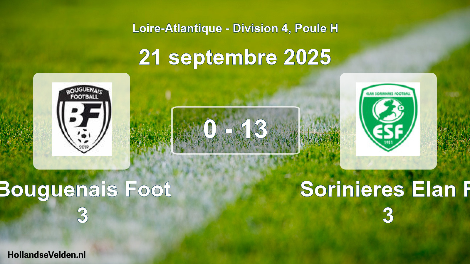 Total number of matches played: Bouguenais Foot 3 - Sorinieres Elan F 3 0 - 13 (21 September 2025)