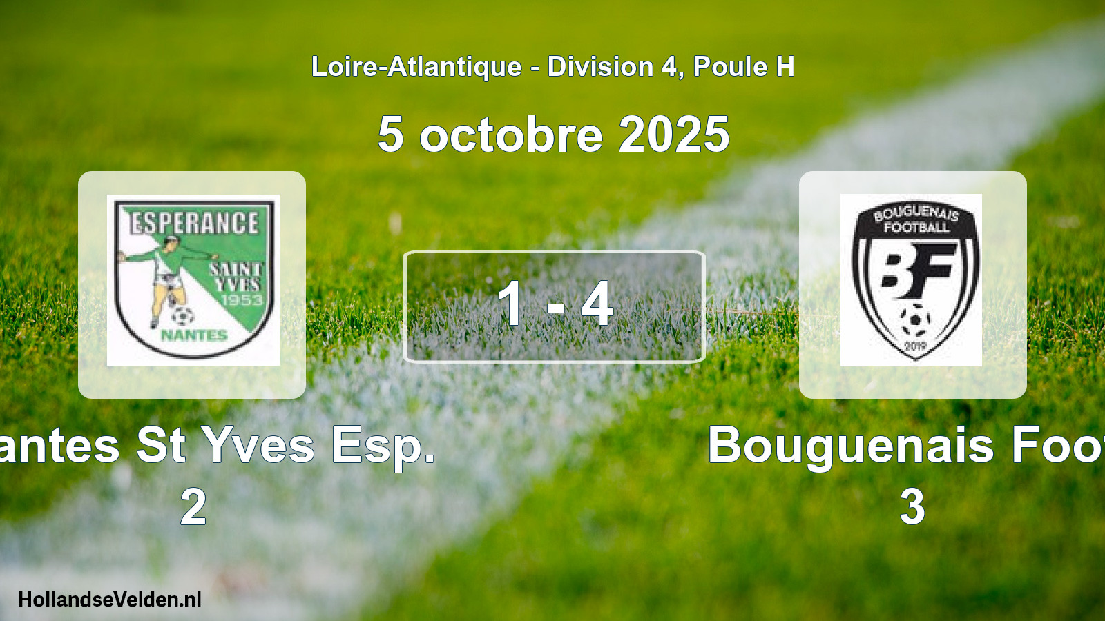 Gespeelde wedstrijd: Nantes St Yves Esp. 2 - Bouguenais Foot 3 1 - 4 (5 oktober 2025)
