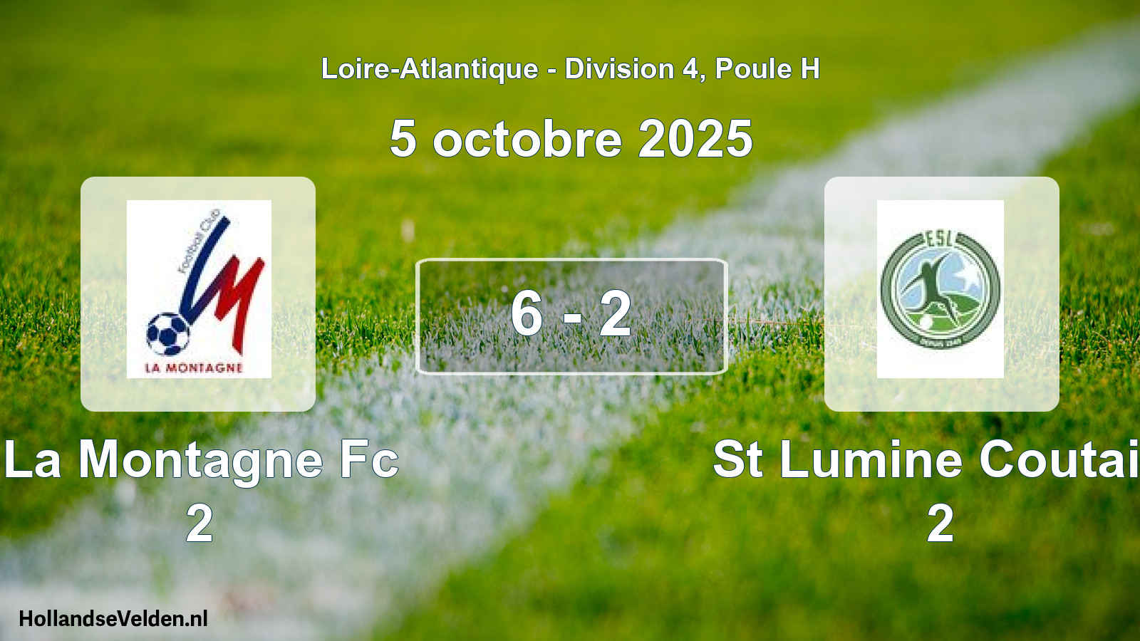 Total number of matches played: La Montagne Fc 2 - St Lumine Coutais 2 6 - 2 (5 October 2025)