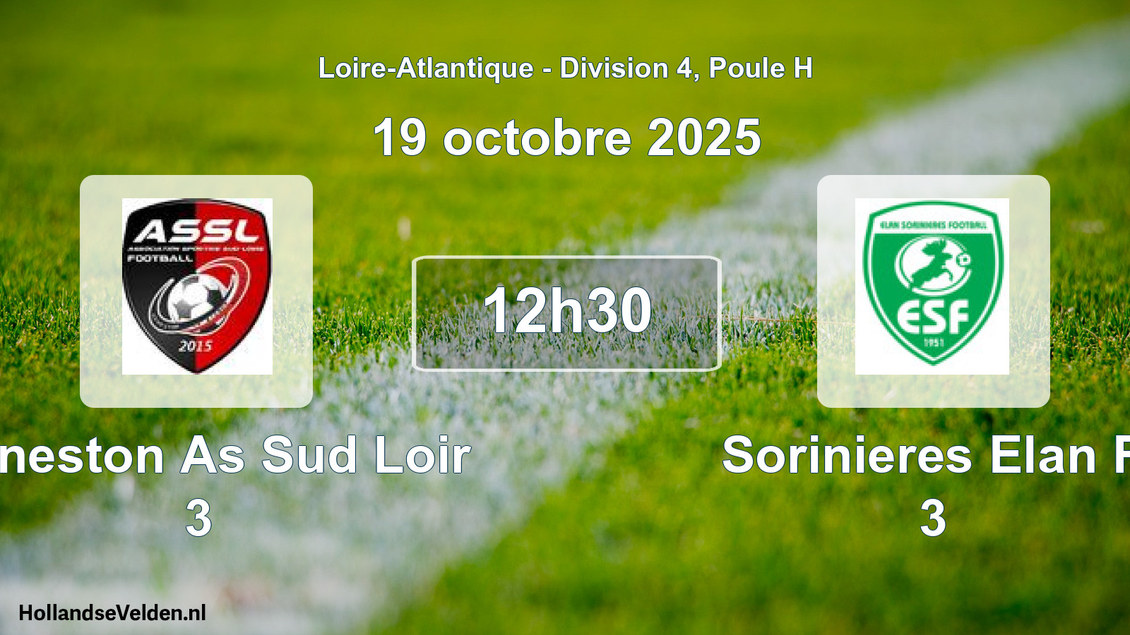 Geplande wedstrijd: Geneston As Sud Loir 3 - Sorinieres Elan F 3 (19 octobre 2025)