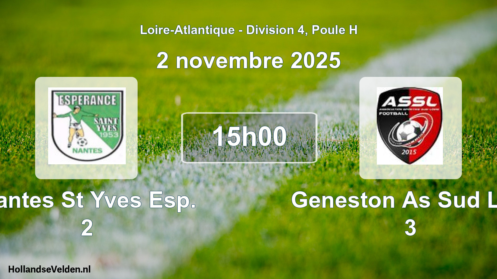 Geplande wedstrijd: Nantes St Yves Esp. 2 - Geneston As Sud Loir 3 (2 november 2025)