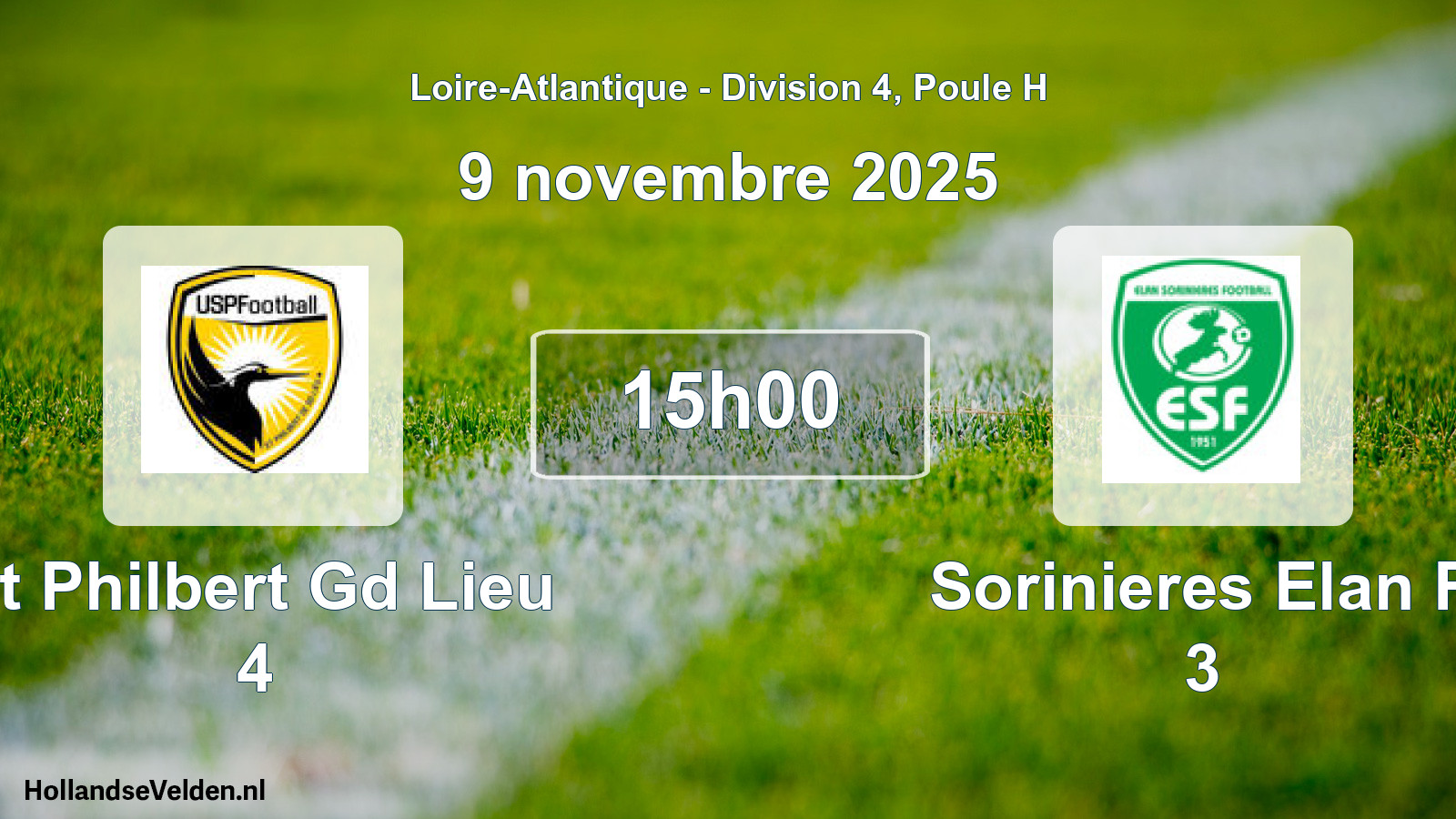 Geplande wedstrijd: St Philbert Gd Lieu 4 - Sorinieres Elan F 3 (9 november 2025)