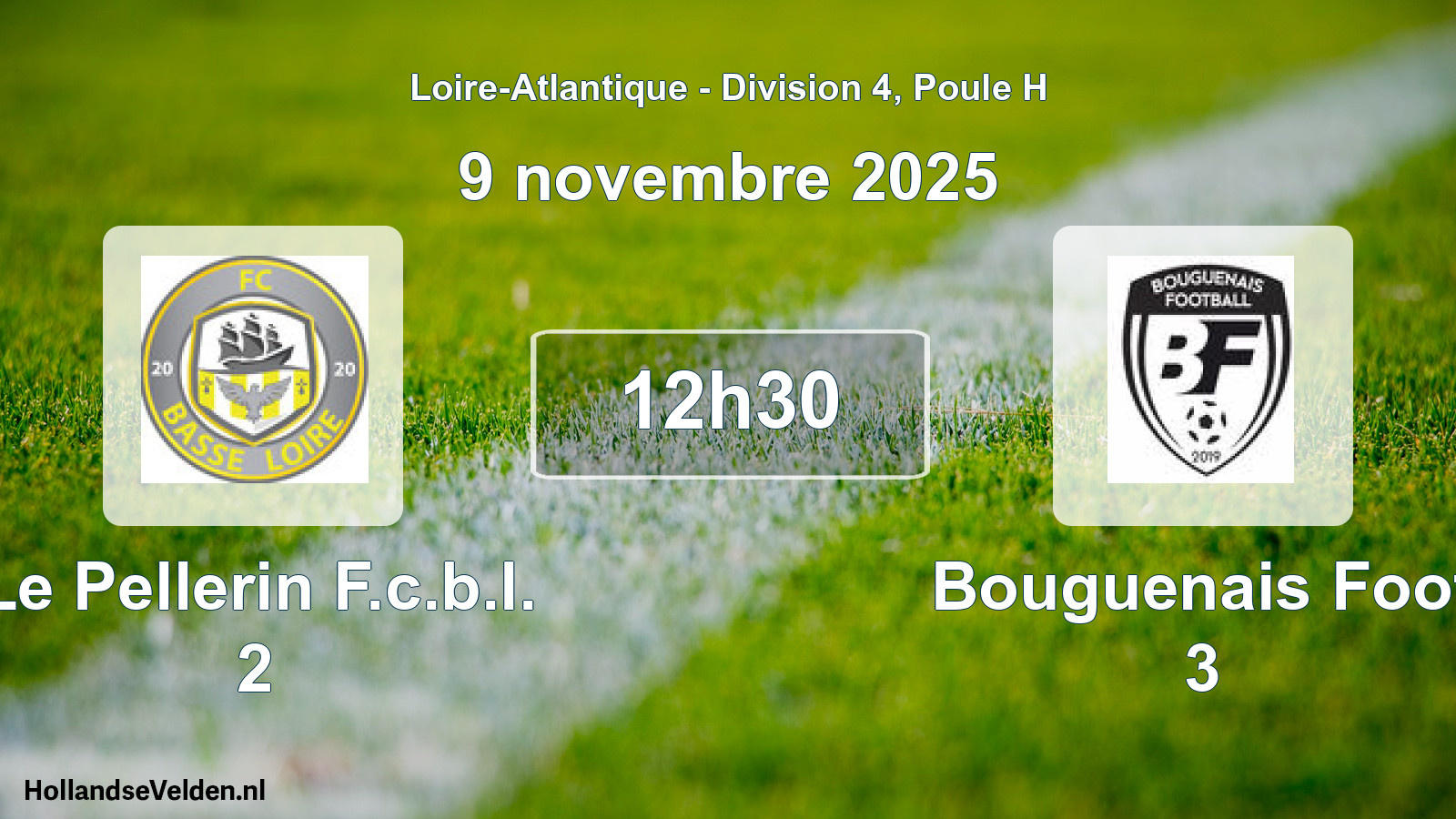 Geplande wedstrijd: Le Pellerin F.c.b.l. 2 - Bouguenais Foot 3 (9 novembre 2025)