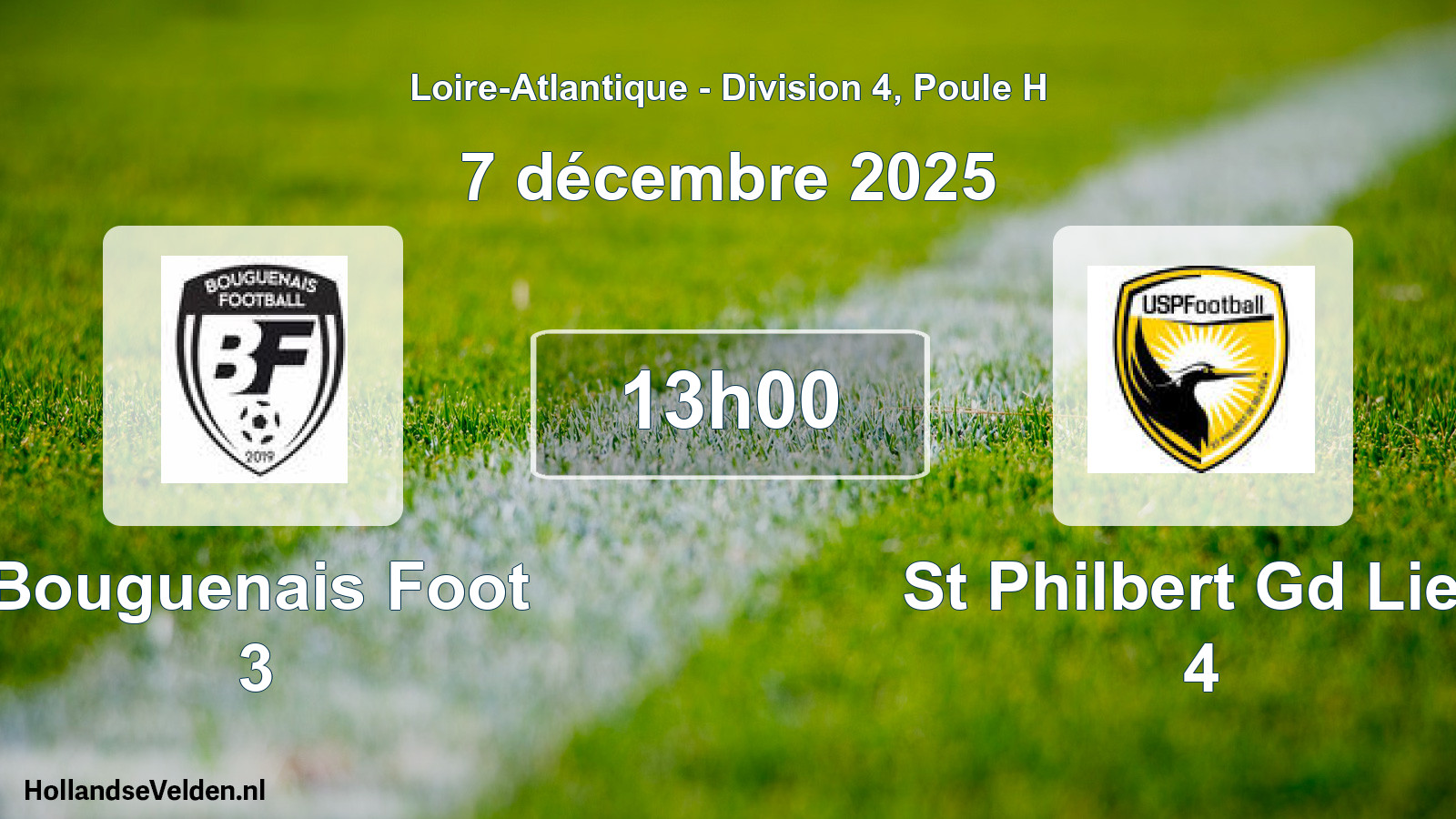 Geplande wedstrijd: Bouguenais Foot 3 - St Philbert Gd Lieu 4 (7 décembre 2025)