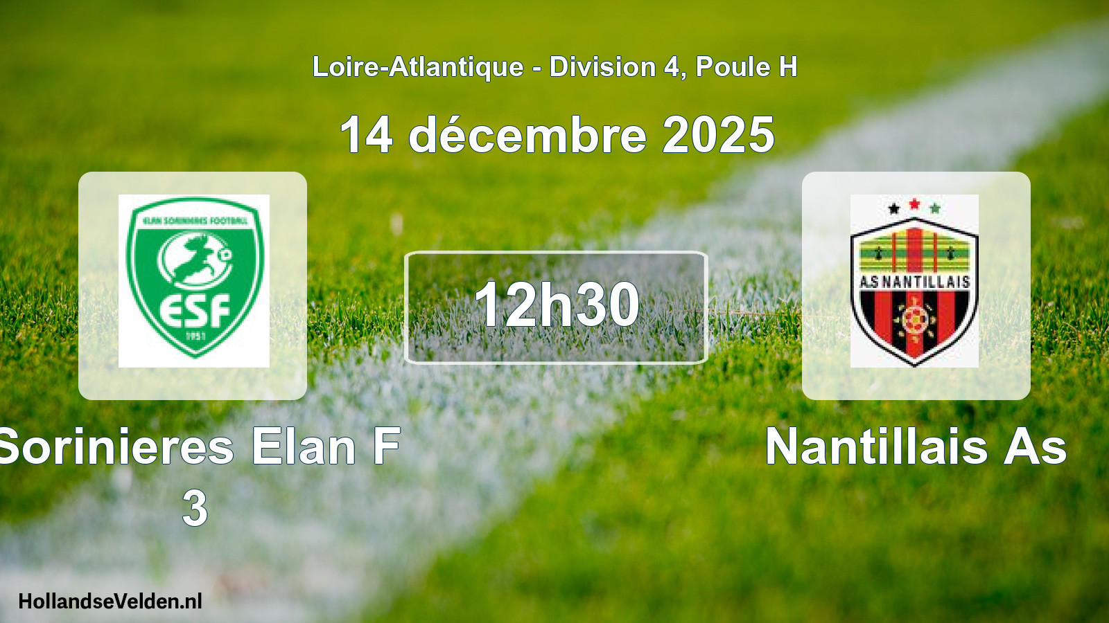 Geplande wedstrijd: Sorinieres Elan F 3 - Nantillais As (14 december 2025)
