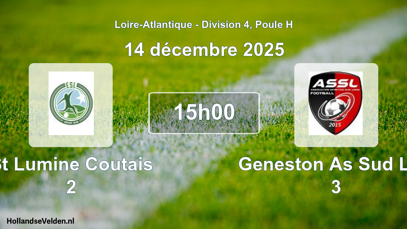 Geplande wedstrijd: St Lumine Coutais 2 - Geneston As Sud Loir 3 (14 décembre 2025)