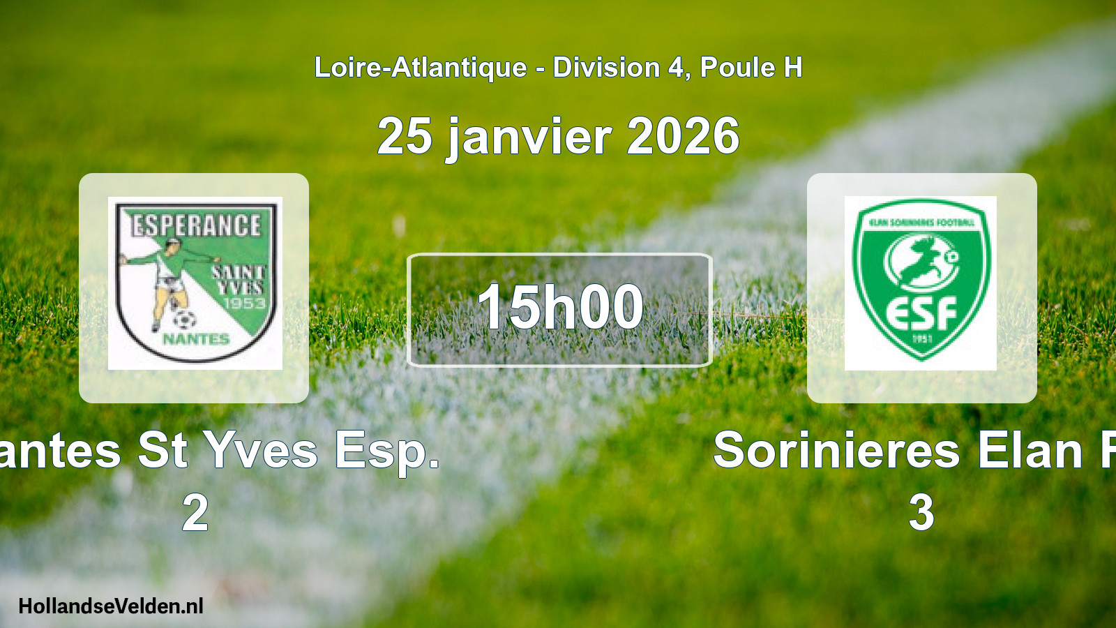 Geplande wedstrijd: Nantes St Yves Esp. 2 - Sorinieres Elan F 3 (25 januari 2026)