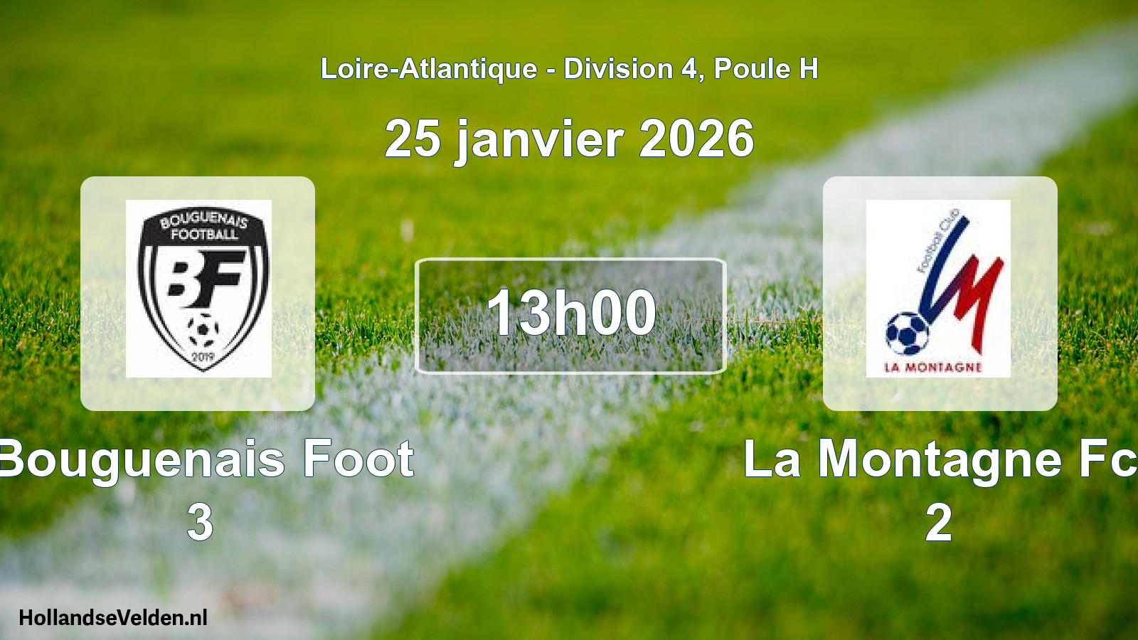 Scheduled Match: Bouguenais Foot 3 - La Montagne Fc 2 (25 January 2026)