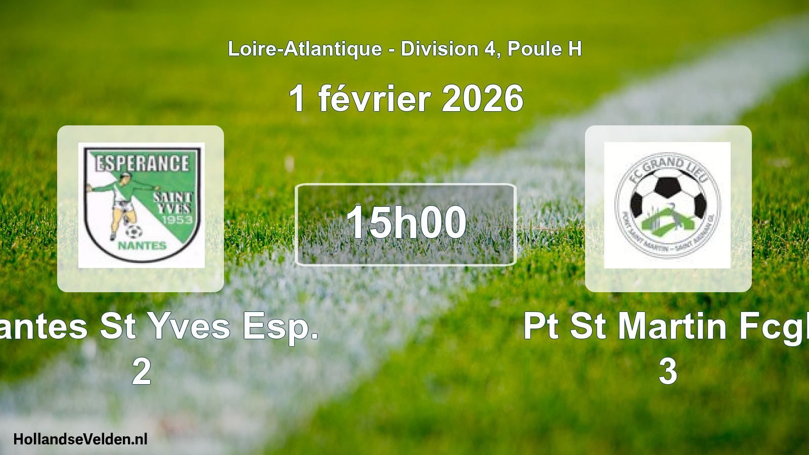 Scheduled Match: Nantes St Yves Esp. 2 - Pt St Martin Fcgl 3 (1 February 2026)