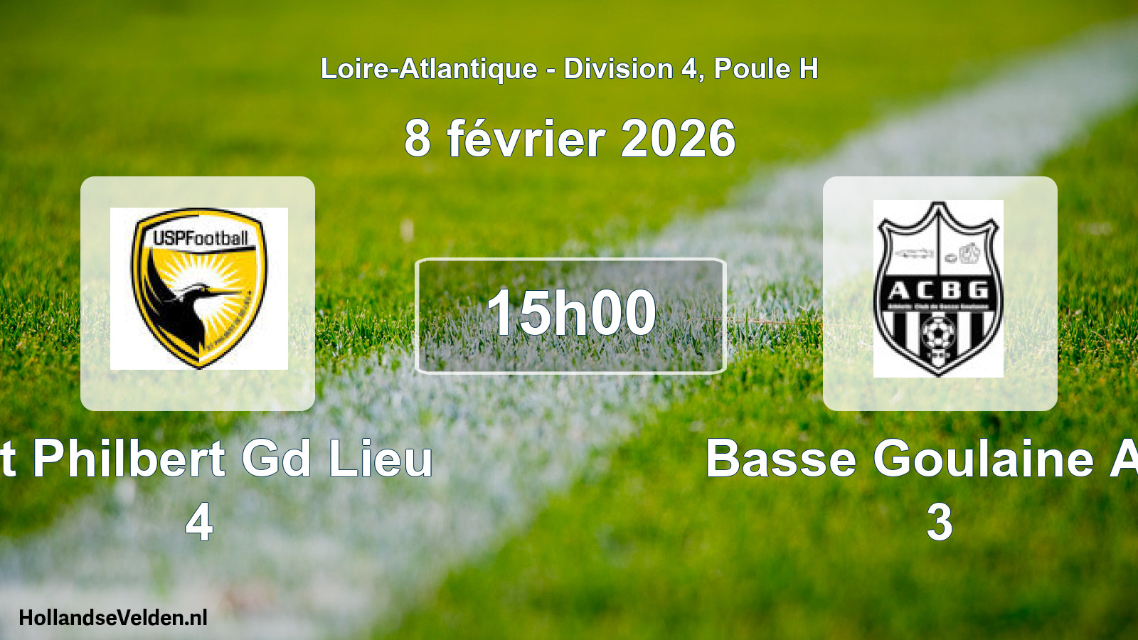Geplande wedstrijd: St Philbert Gd Lieu 4 - Basse Goulaine Ac 3 (8 februari 2026)
