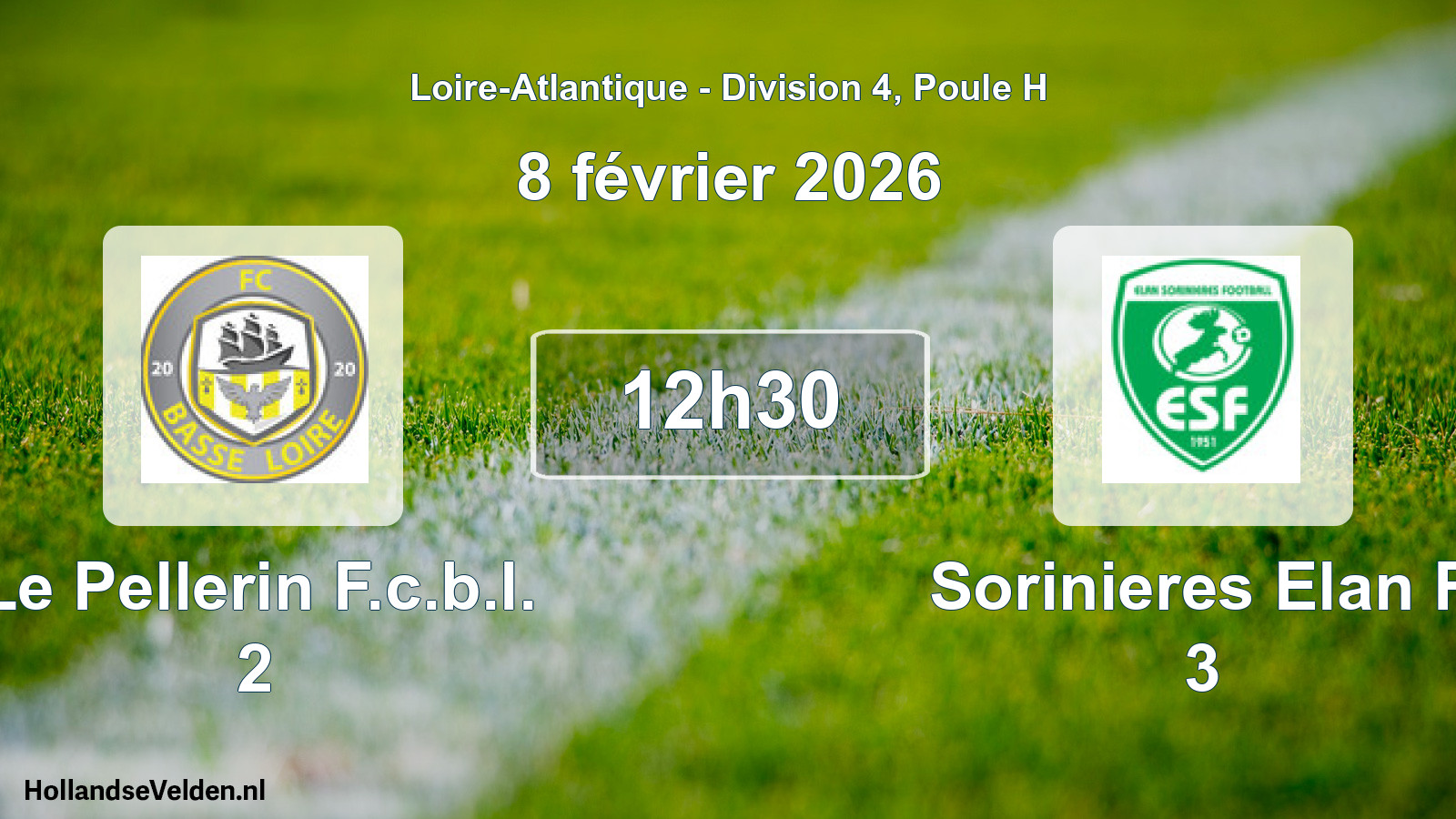 Geplande wedstrijd: Le Pellerin F.c.b.l. 2 - Sorinieres Elan F 3 (8 februari 2026)