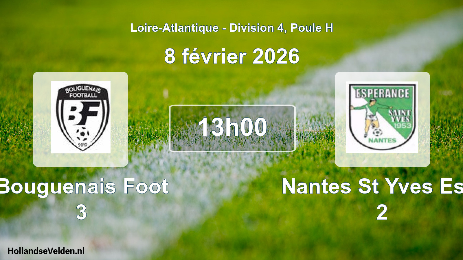 Geplande wedstrijd: Bouguenais Foot 3 - Nantes St Yves Esp. 2 (8 février 2026)