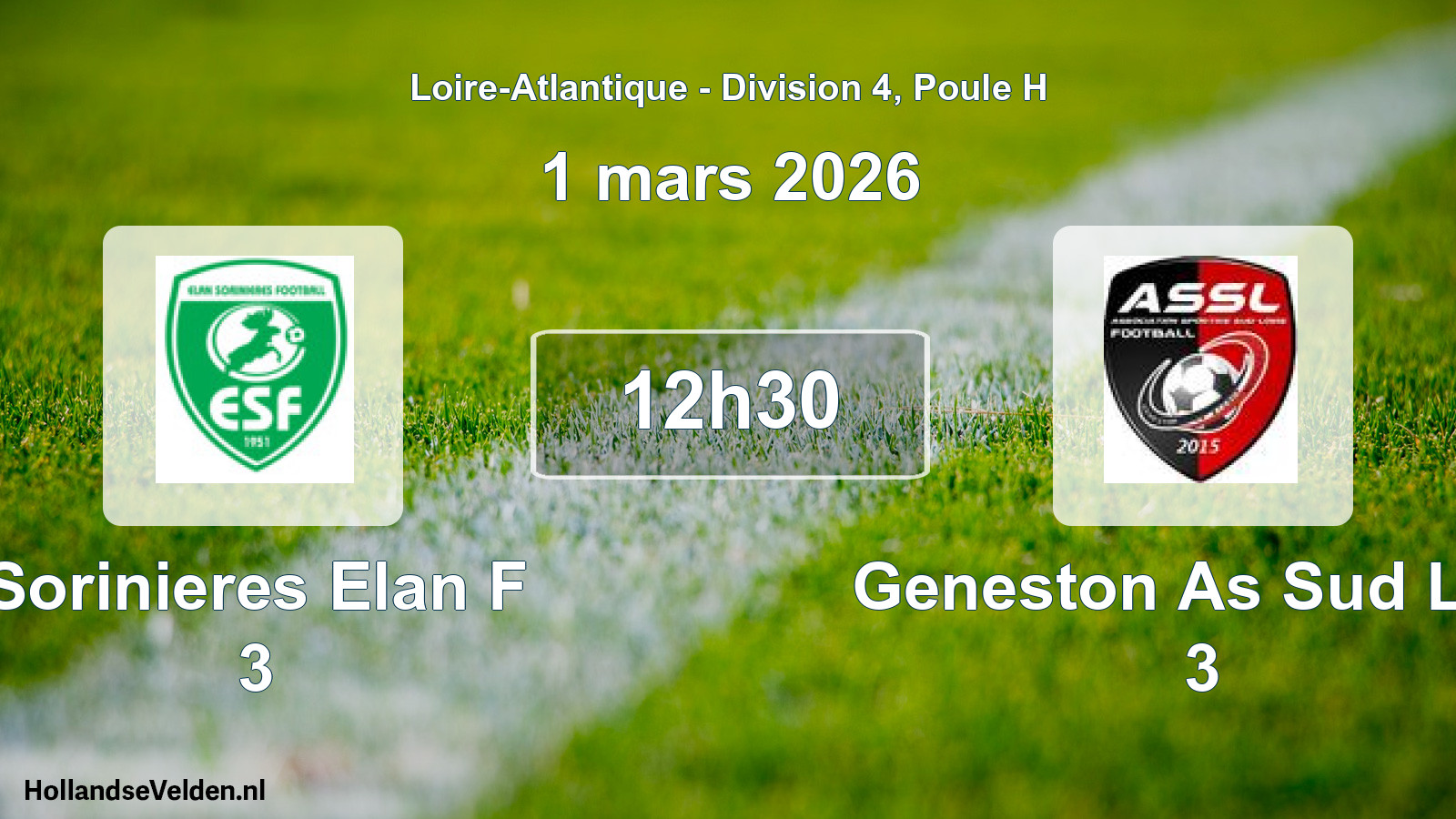 Scheduled Match: Sorinieres Elan F 3 - Geneston As Sud Loir 3 (1 March 2026)