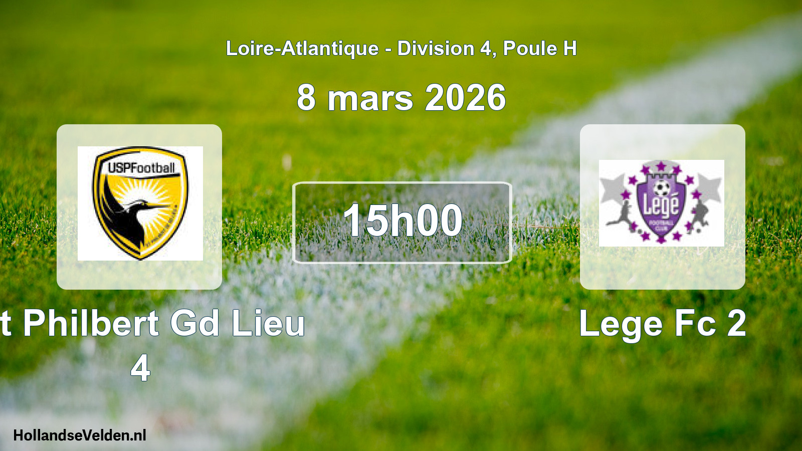Geplande wedstrijd: St Philbert Gd Lieu 4 - Lege Fc 2 (8 maart 2026)