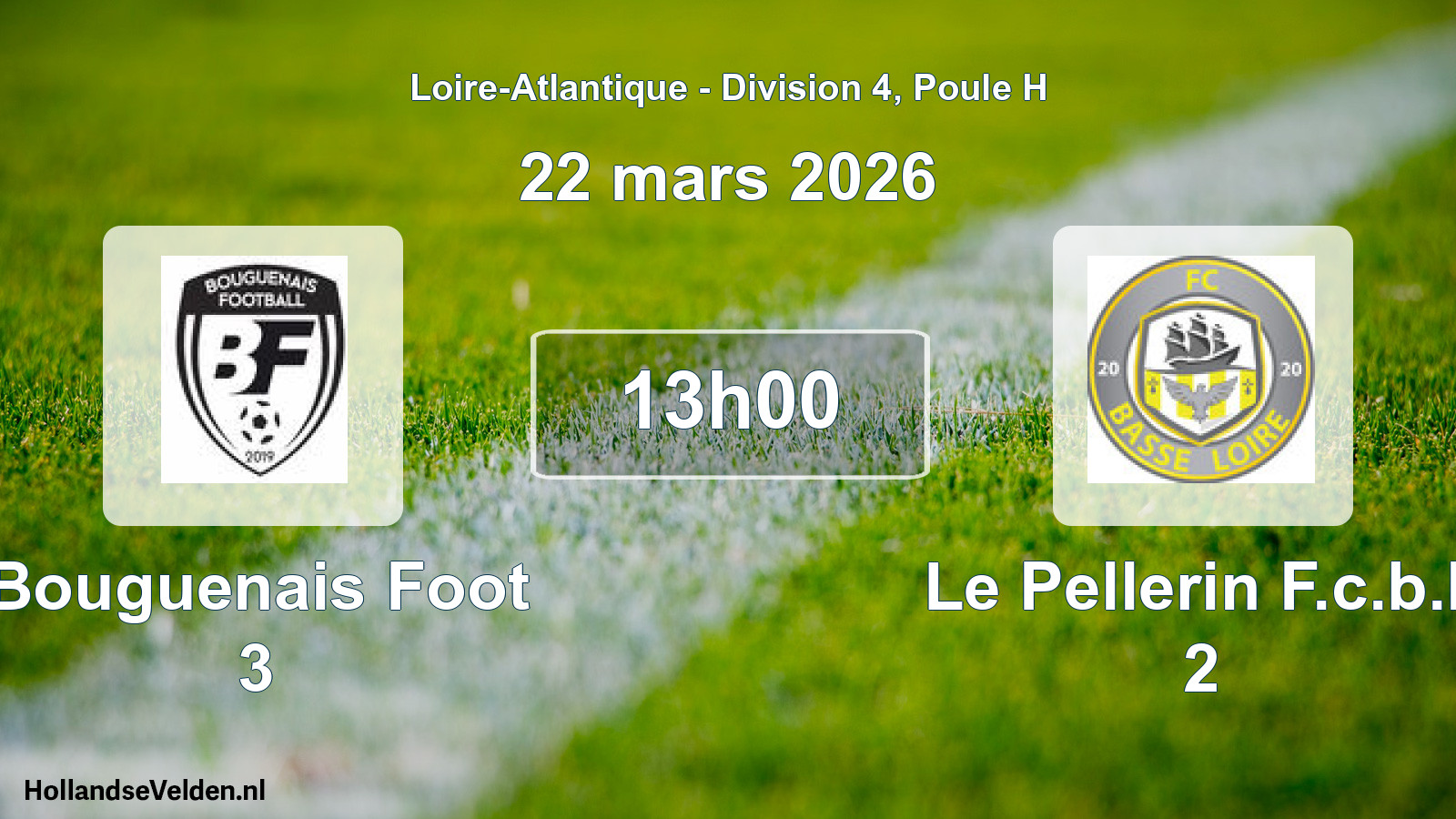 Geplande wedstrijd: Bouguenais Foot 3 - Le Pellerin F.c.b.l. 2 (22 mars 2026)