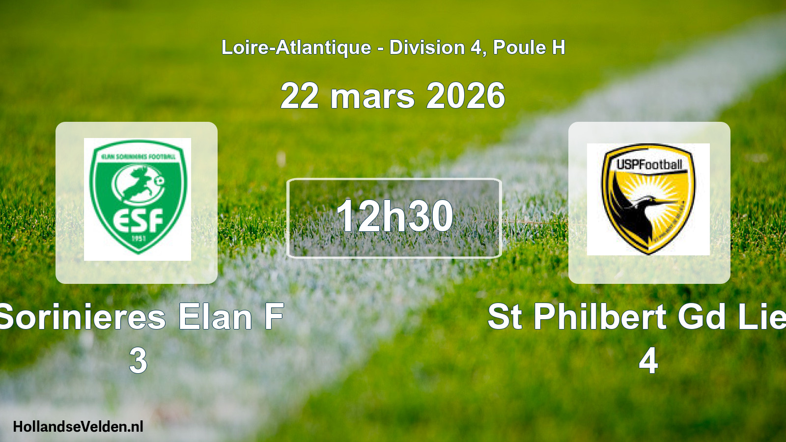 Geplande wedstrijd: Sorinieres Elan F 3 - St Philbert Gd Lieu 4 (22 maart 2026)