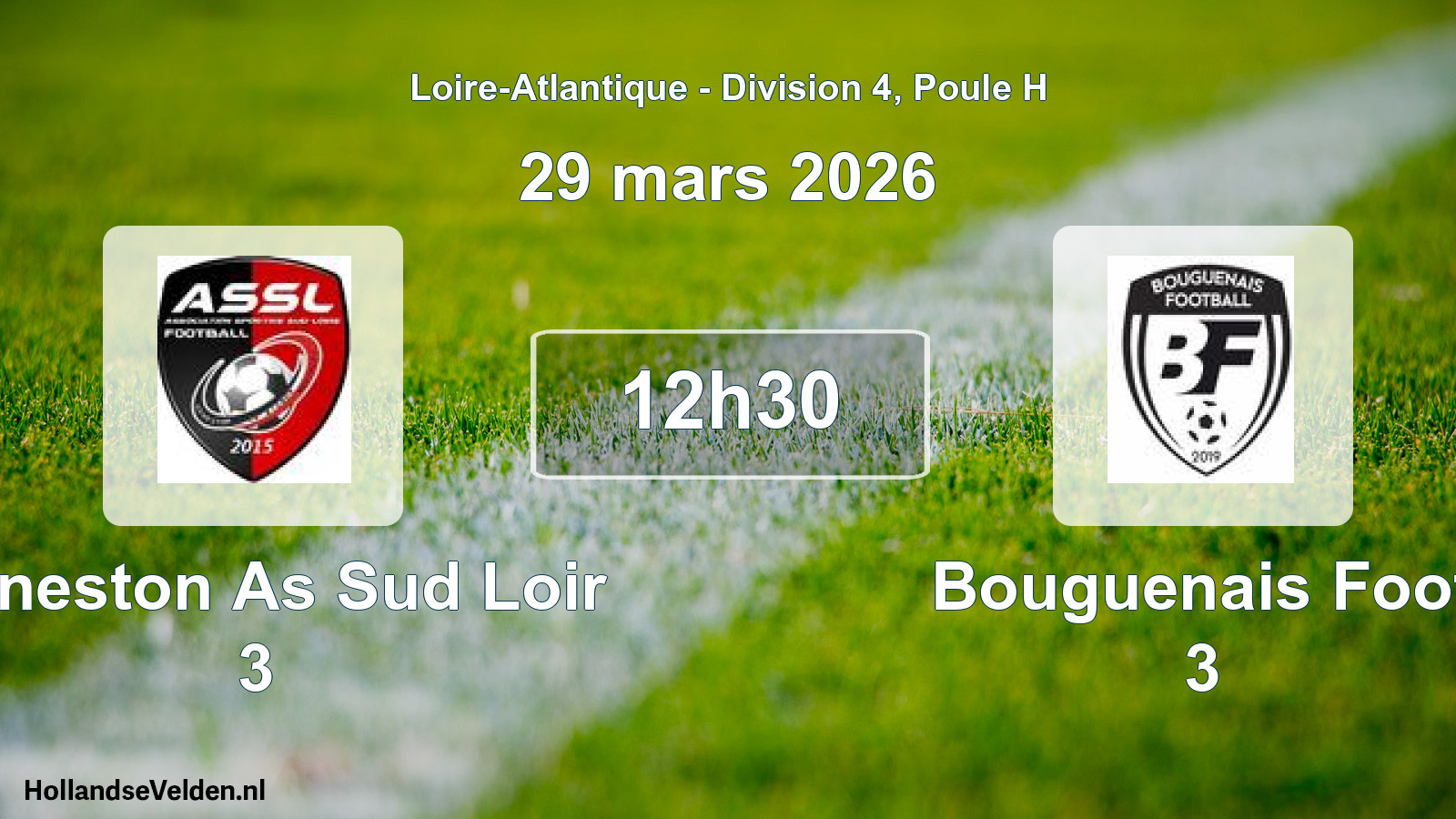 Geplande wedstrijd: Geneston As Sud Loir 3 - Bouguenais Foot 3 (29 mars 2026)