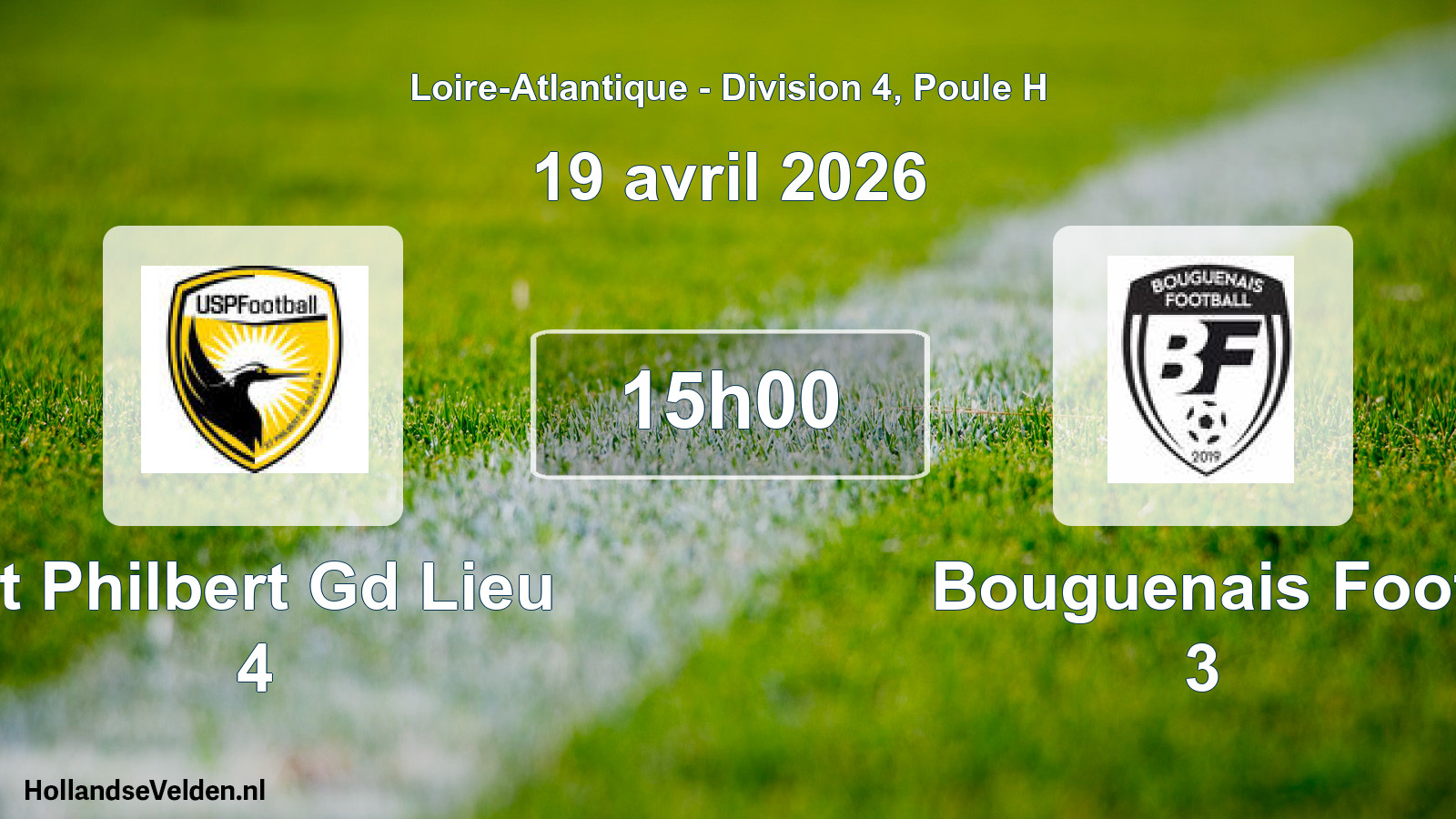 Geplande wedstrijd: St Philbert Gd Lieu 4 - Bouguenais Foot 3 (19 avril 2026)