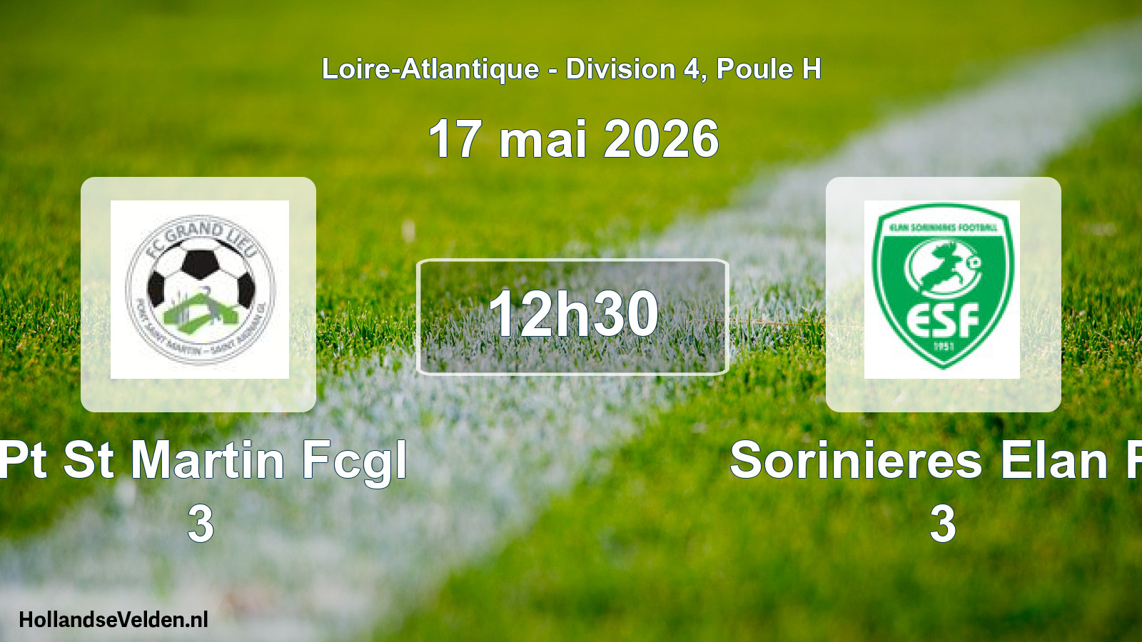 Geplande wedstrijd: Pt St Martin Fcgl 3 - Sorinieres Elan F 3 (17 mai 2026)