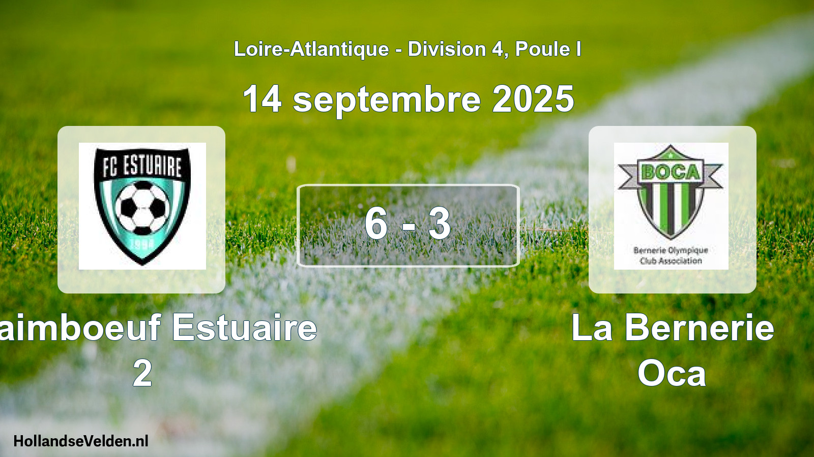 Gespeelde wedstrijd: Paimboeuf Estuaire 2 - La Bernerie Oca 6 - 3 (14 septembre 2025)
