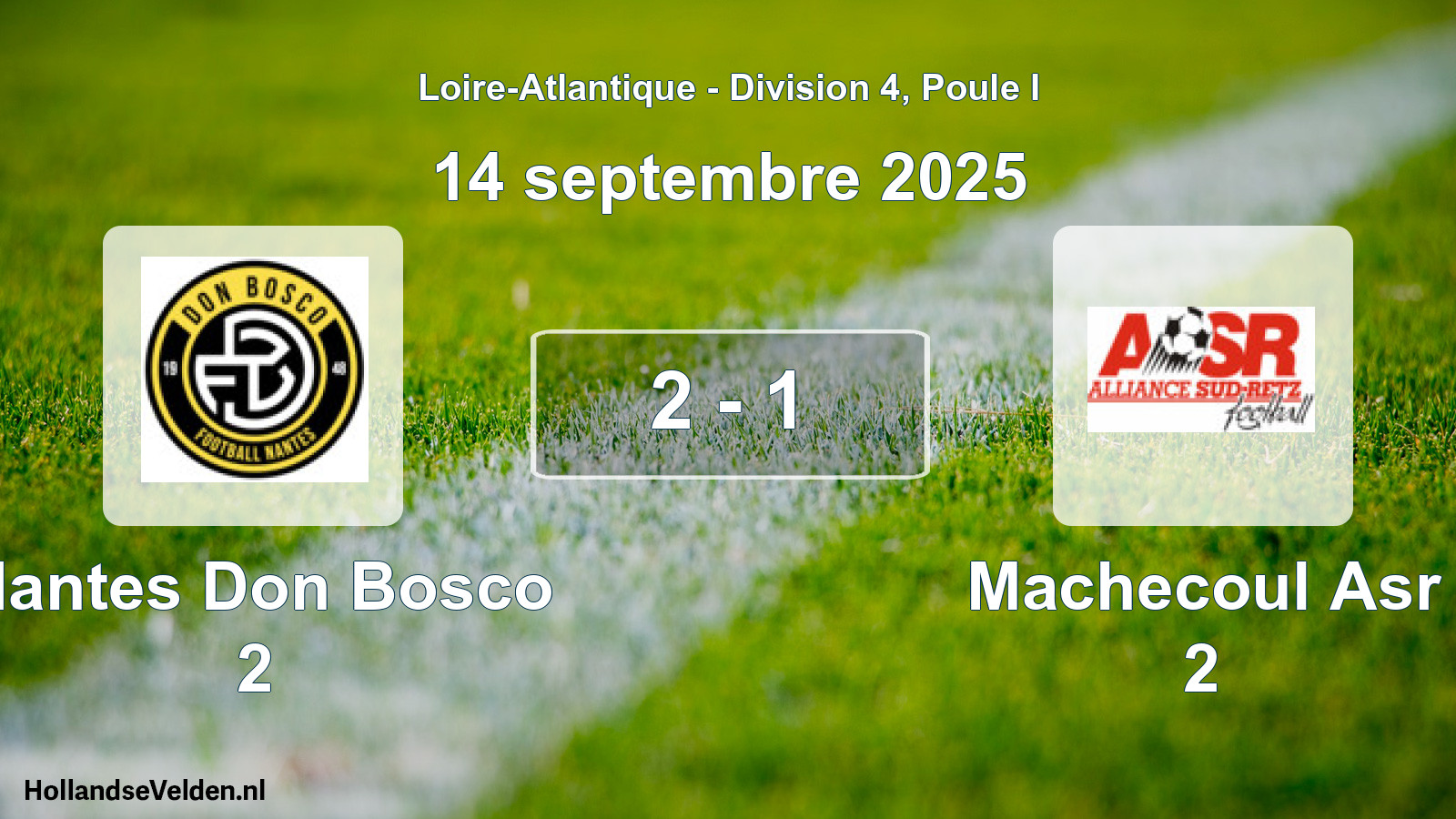 Gespeelde wedstrijd: Nantes Don Bosco 2 - Machecoul Asr 2 2 - 1 (14 septembre 2025)