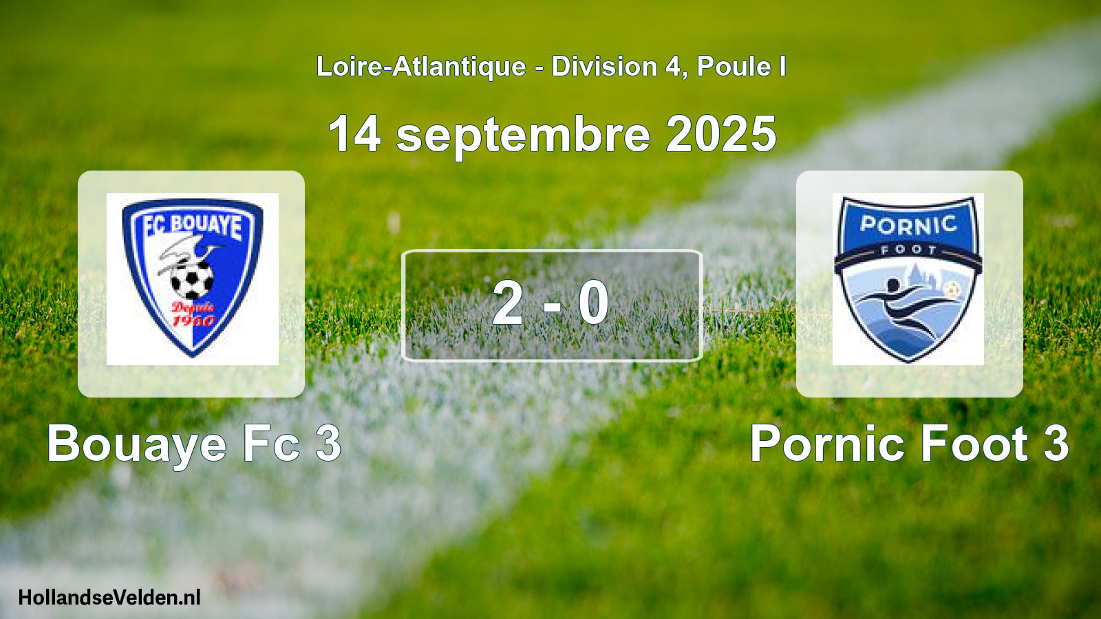 Gespeelde wedstrijd: Bouaye Fc 3 - Pornic Foot 3 2 - 0 (14 septembre 2025)