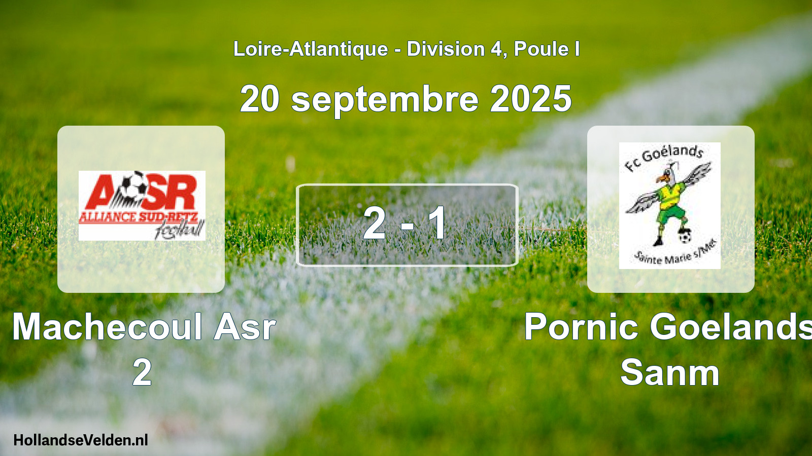 Gespeelde wedstrijd: Machecoul Asr 2 - Pornic Goelands Sanm 2 - 1 (20 septembre 2025)