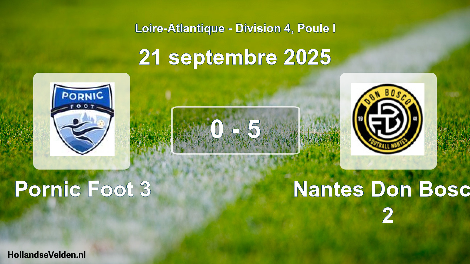 Gespeelde wedstrijd: Pornic Foot 3 - Nantes Don Bosco 2 0 - 5 (21 septembre 2025)