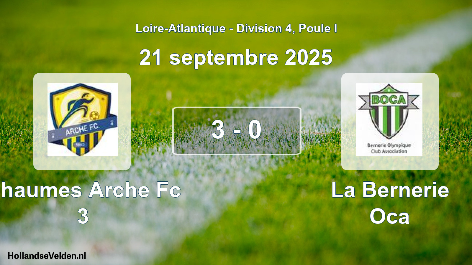 Gespeelde wedstrijd: Chaumes Arche Fc 3 - La Bernerie Oca 3 - 0 (21 september 2025)