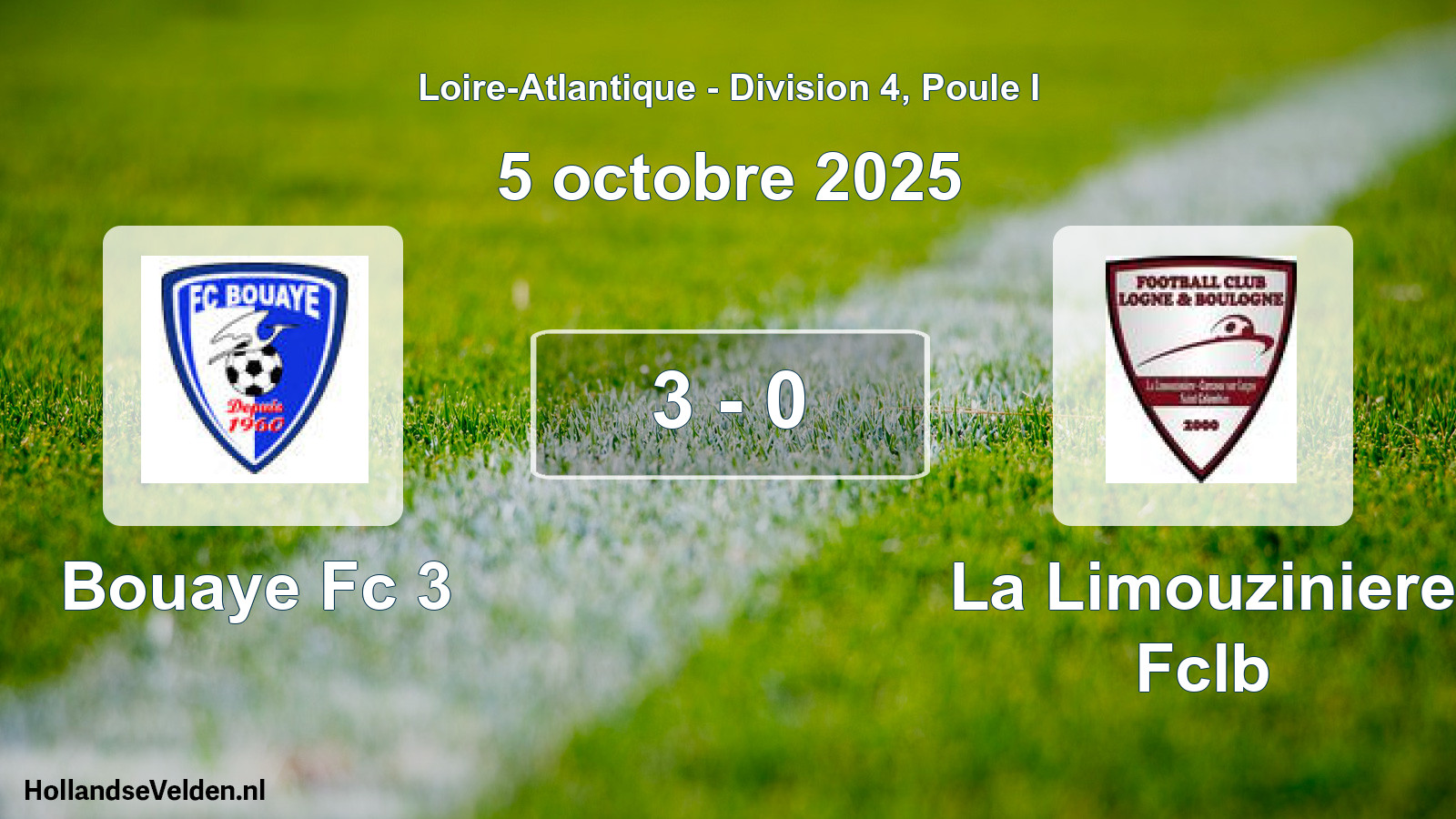 Total number of matches played: Bouaye Fc 3 - La Limouziniere Fclb 3 - 0 (5 October 2025)