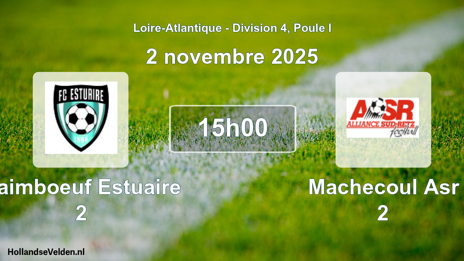 Geplande wedstrijd: Paimboeuf Estuaire 2 - Machecoul Asr 2 (2 novembre 2025)