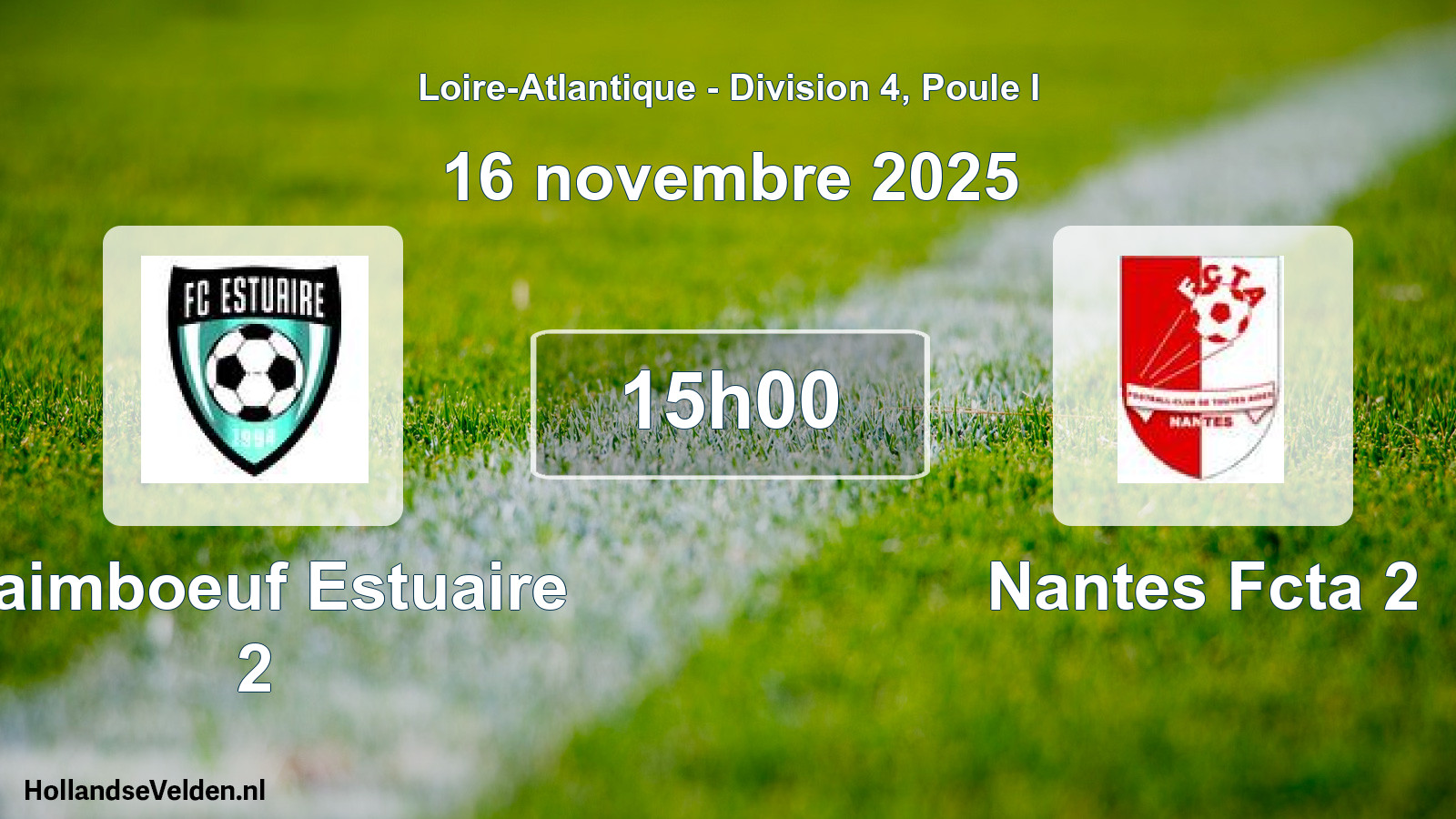 Geplande wedstrijd: Paimboeuf Estuaire 2 - Nantes Fcta 2 (16 novembre 2025)