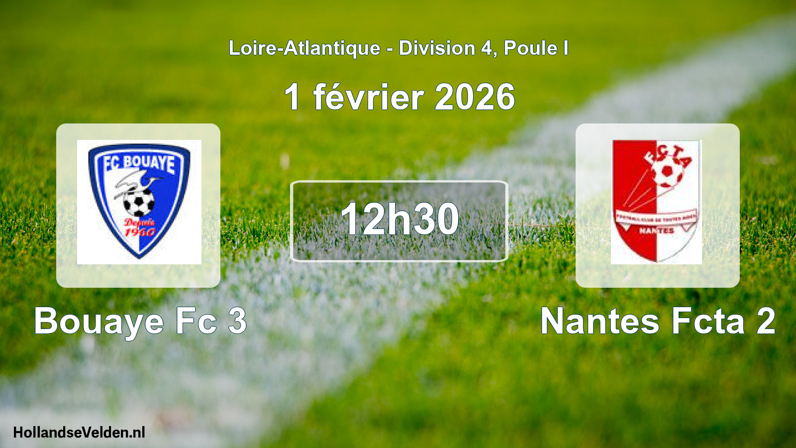 Geplande wedstrijd: Bouaye Fc 3 - Nantes Fcta 2 (1 februari 2026)