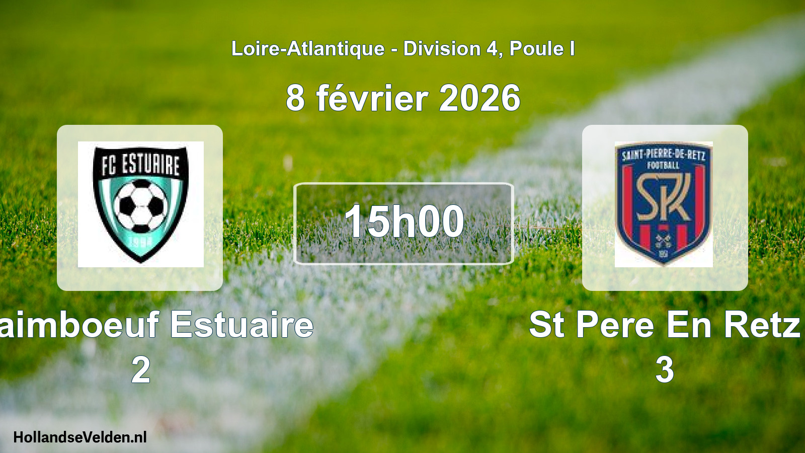 Geplande wedstrijd: Paimboeuf Estuaire 2 - St Pere En Retz 3 (8 février 2026)