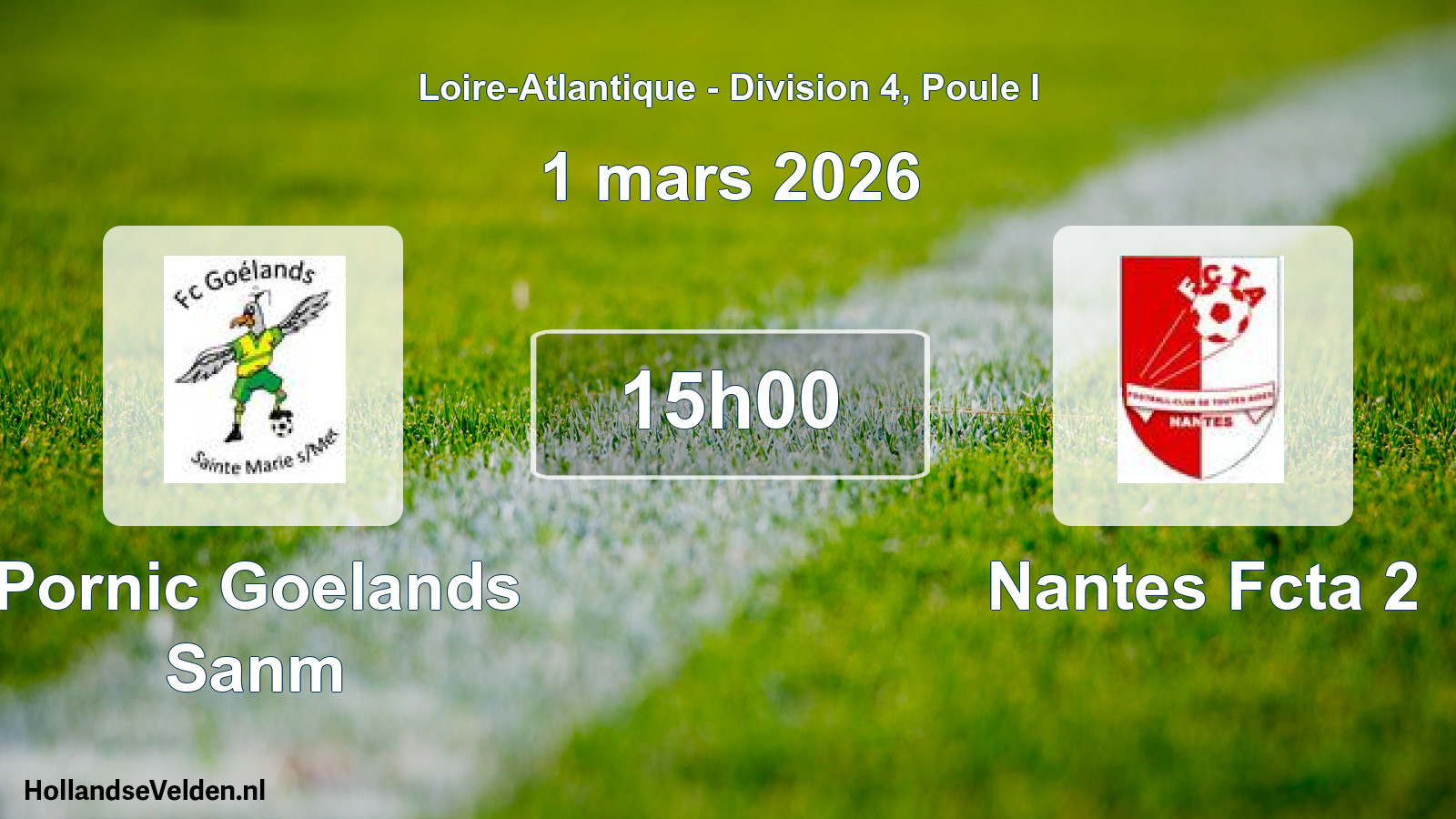 Geplande wedstrijd: Pornic Goelands Sanm - Nantes Fcta 2 (1 mars 2026)