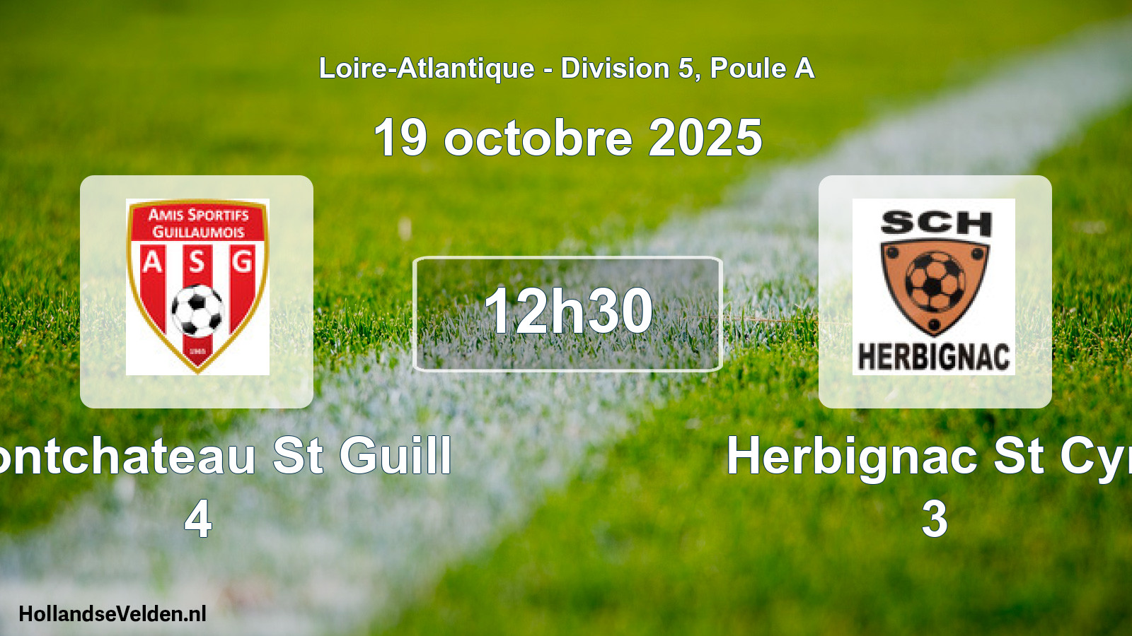 Geplande wedstrijd: Pontchateau St Guill 4 - Herbignac St Cyr 3 (19 oktober 2025)