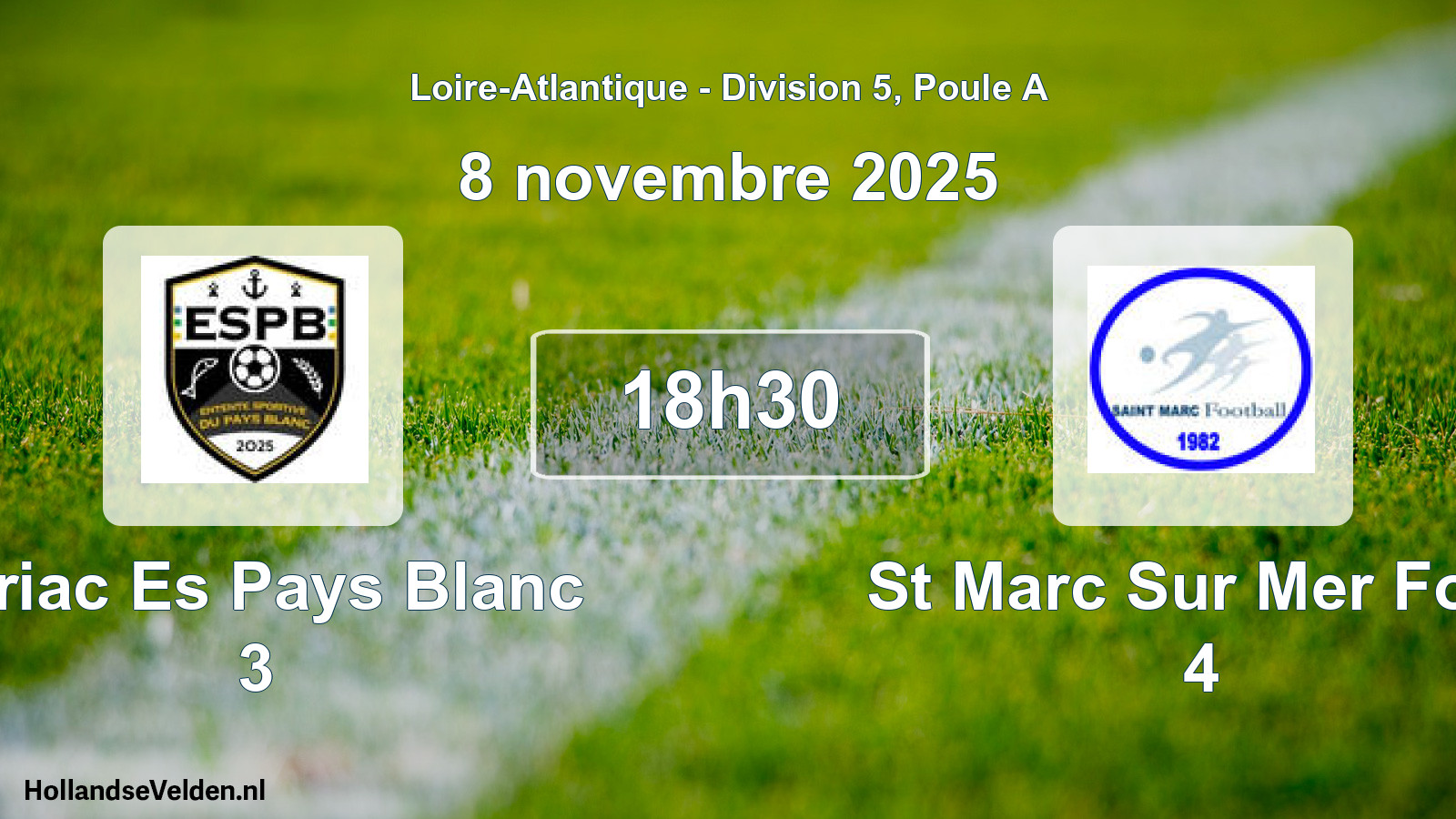 Scheduled Match: Piriac Es Pays Blanc 3 - St Marc Sur Mer Foot 4 (8 November 2025)
